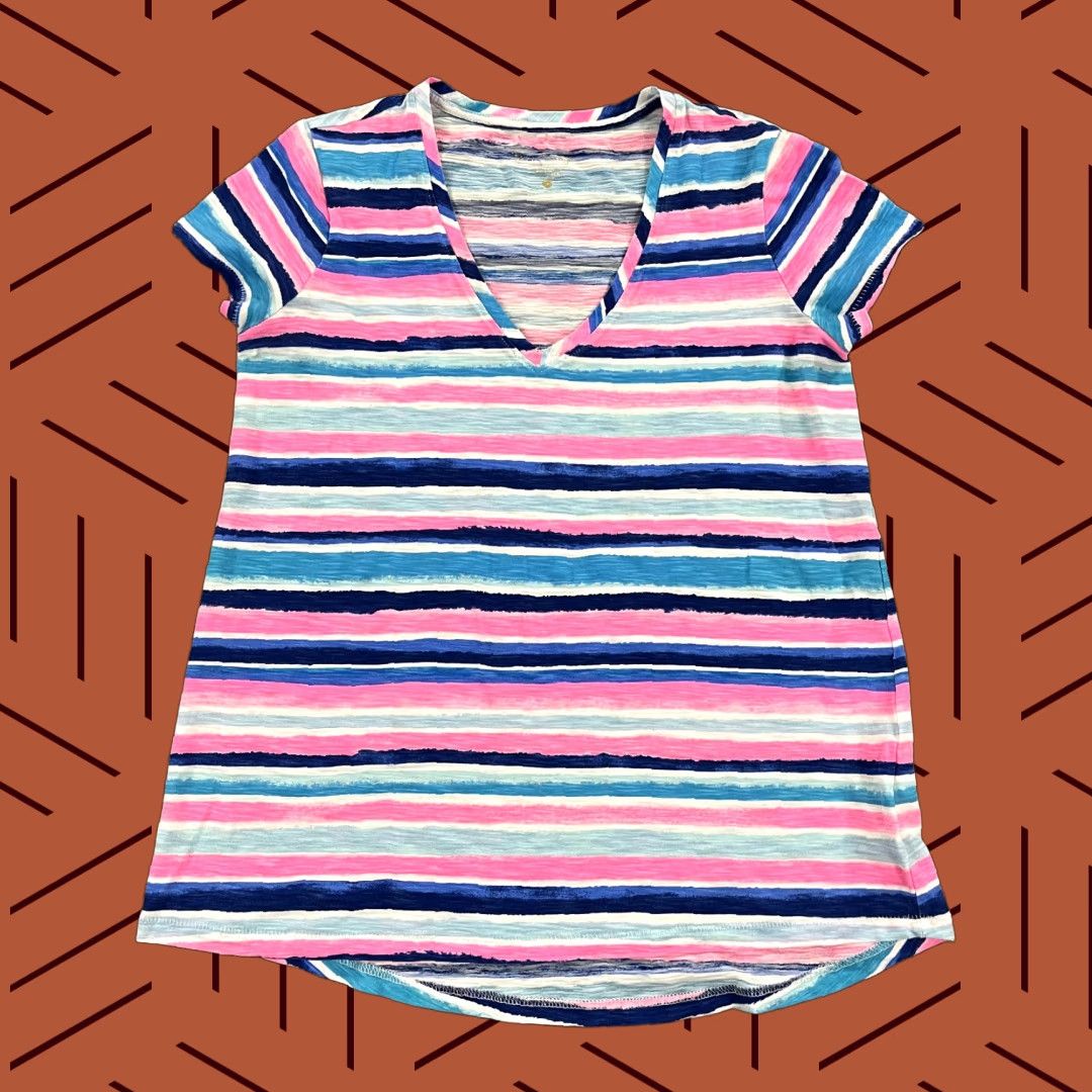 Lilly Pulitzer Lilly Pulitzer Top Womens 2XS Etta V Neck Shirt Multicolor Striped Preppy Shirt Womens 2XS V-Neck Striped Multicolor Lilly Pulitzer Size XXS / US 00 / IT 34 - 1 Thumbnail