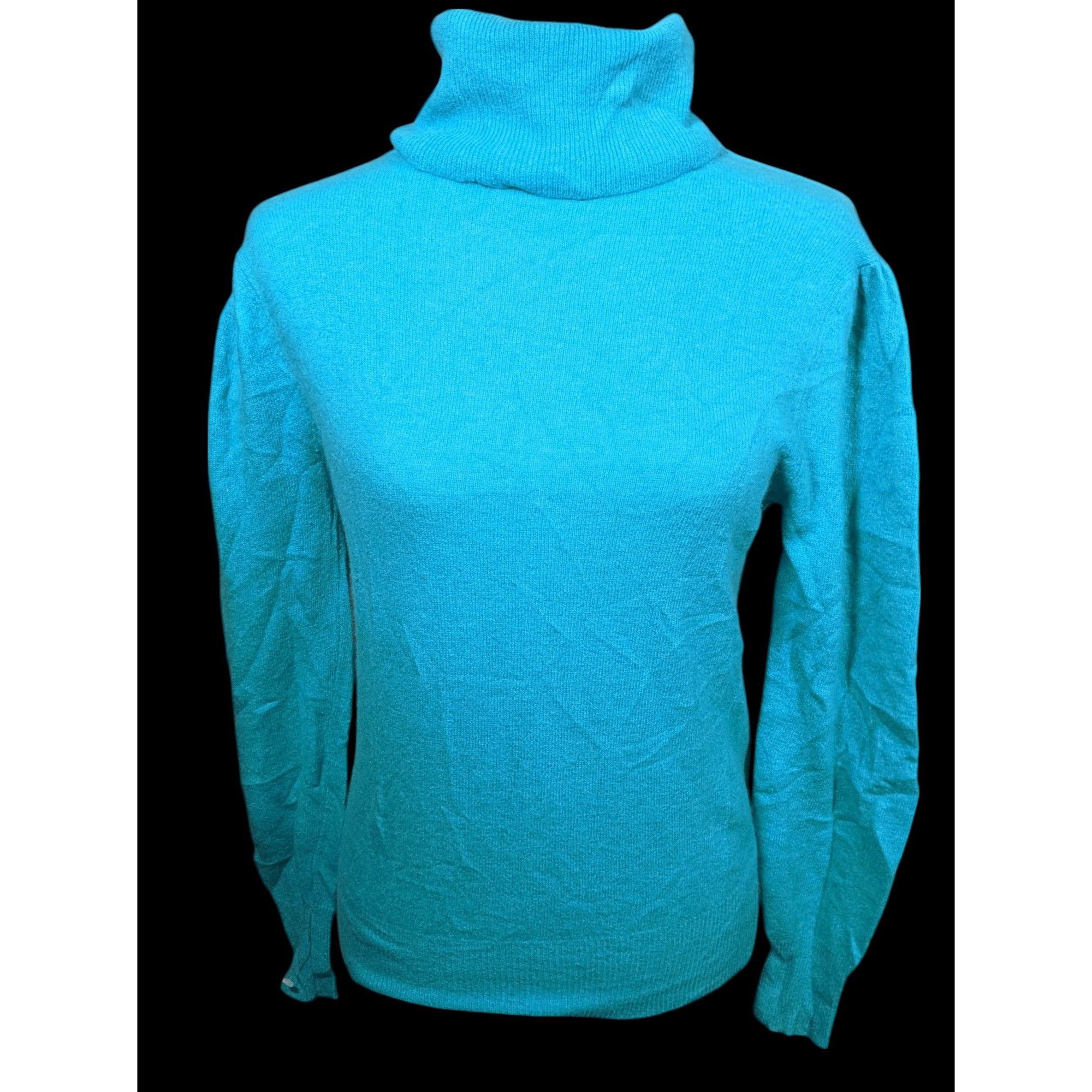 Other Vintage Composition Lambswool Angora Blue Turtleneck Sweater Size S / US 4 / IT 40 - 1 Thumbnail