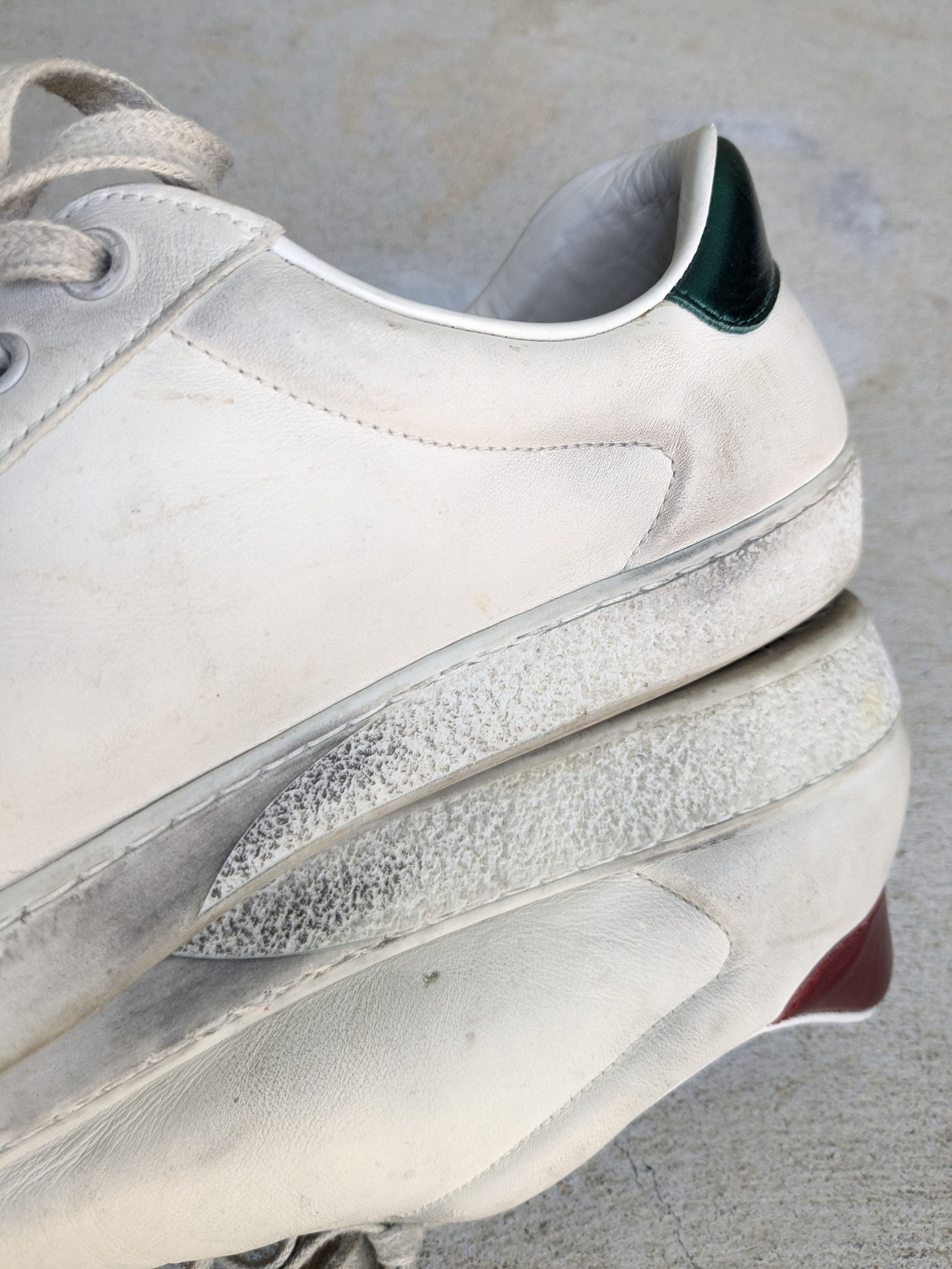 Gucci Gucci Ace Sneakers White 11 Distressed Low Tops Leather Size US 11 / EU 44 - 16 Thumbnail