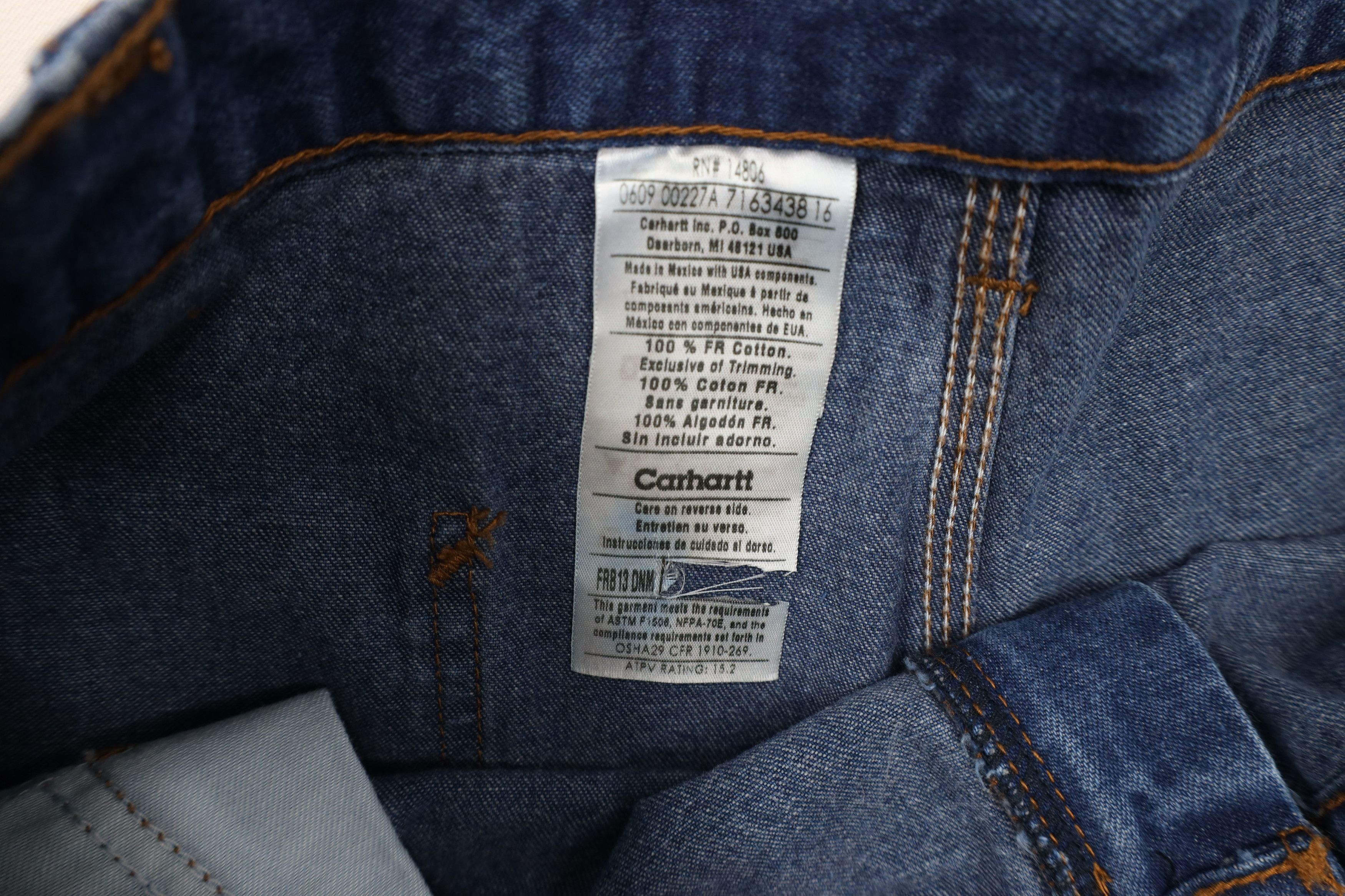 Carhartt × Vintage Vintage Y2K Carhartt FR Wide Leg Dungaree Jeans Blue Size US 38 / EU 54 - 9 Thumbnail
