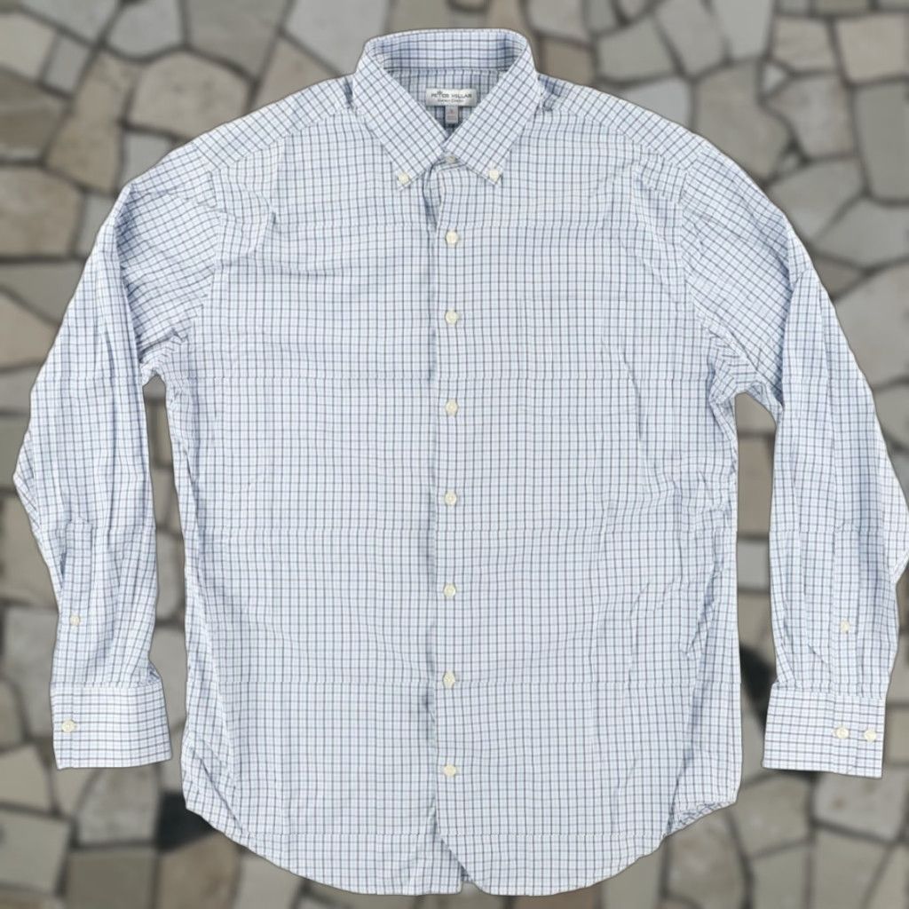 Peter Millar Peter Millar Shirt Gingham Button Down Blue Men L Nylon Summer Comfort Long Sleeve Size US L / EU 52-54 / 3 - 1 Thumbnail