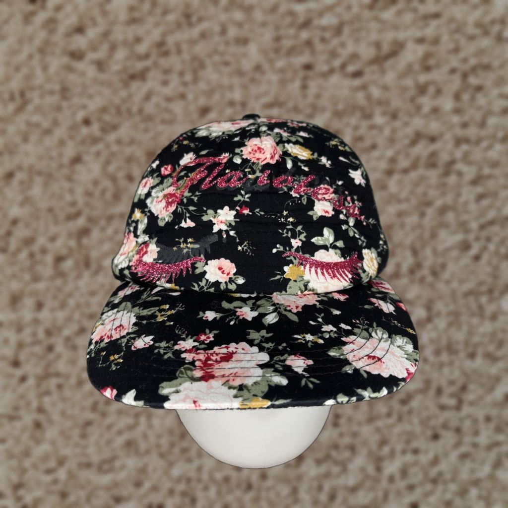 Pinko Womens One Size Hat Snap Back Black Pink Floral Glitter Trucker Polyester Size ONE SIZE - 1 Thumbnail