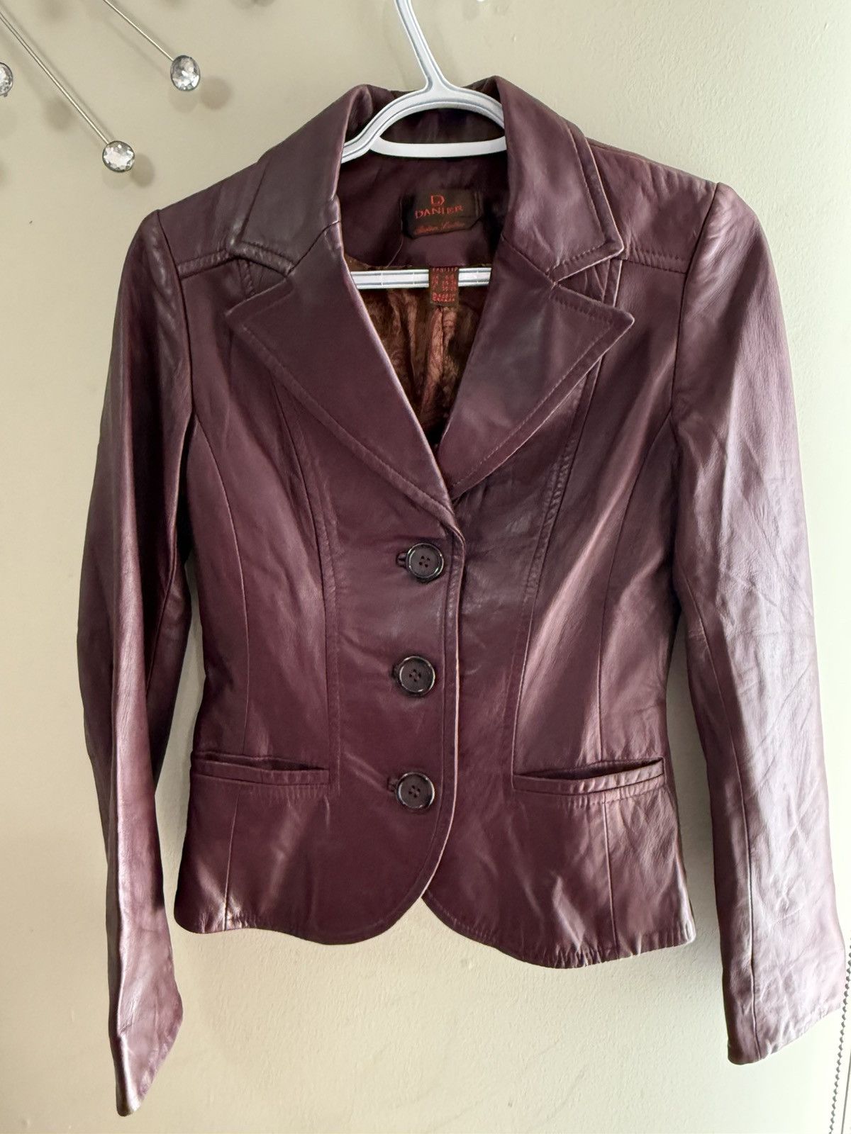 Danier Danier Purple genuine Leather Jacket Size XXS / US 00 / IT 34 - 1 Thumbnail