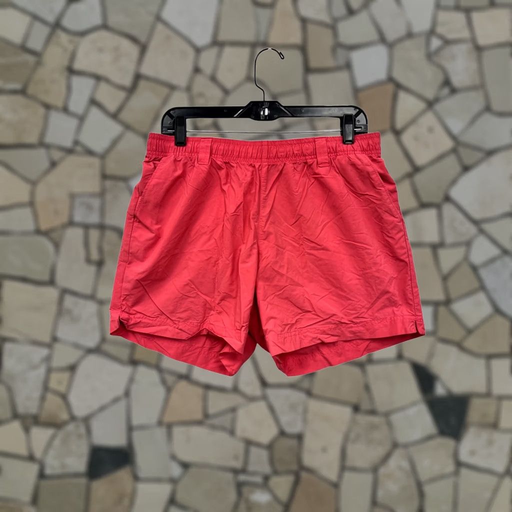 Vintage Columbia Womens Quick-Dry Nylon Shorts Size L Red Athletic Short, Back Pocket, Lightweight, Elastic Waistband, Pre-Owned Like New, Womens L Size 36" / US 14 / IT 50 - 1 Thumbnail