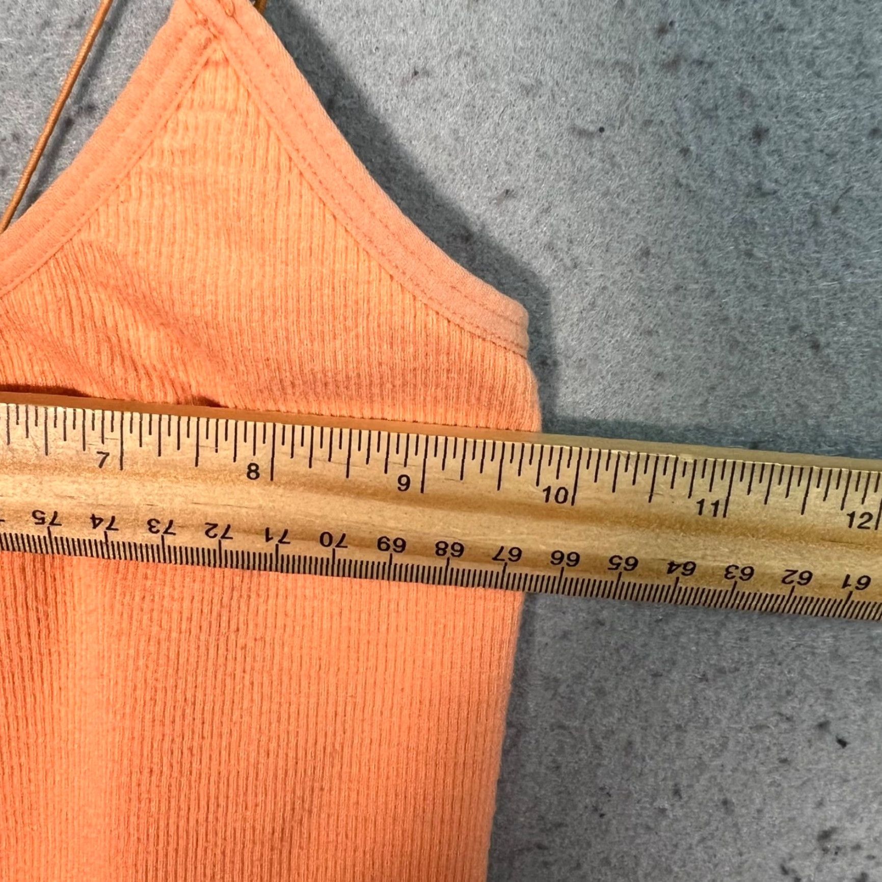 Vintage Out From Under Orange Ribbed Crop Top With Double Straps Womens Small Tank Cropped Cotton Sleeveless Size S / US 4 / IT 40 - 4 Thumbnail