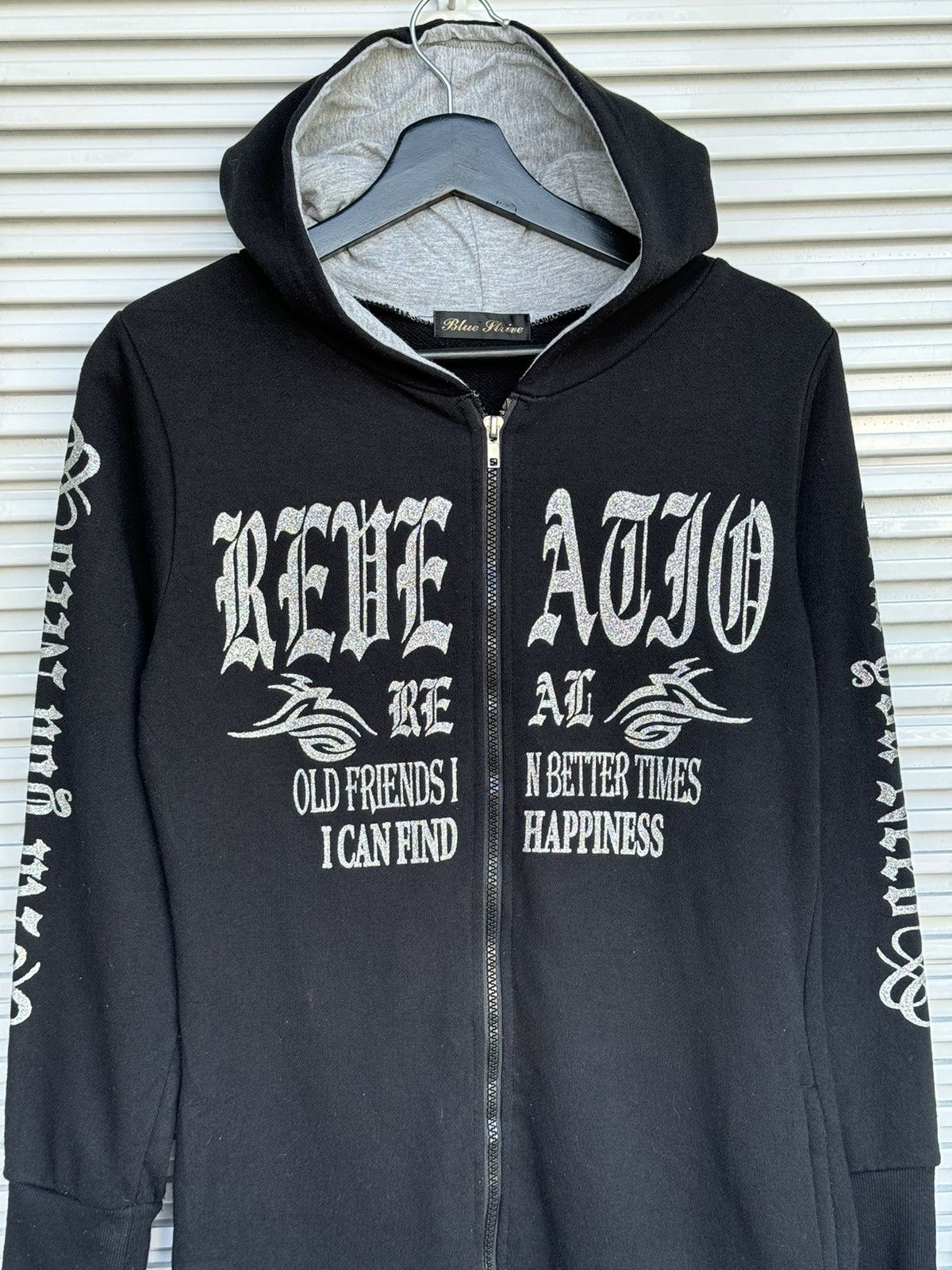 Japanese Brand Punk Blue Strive Wing Skulls Poem Riot Hoodies Size US L / EU 52-54 / 3 - 4 Thumbnail