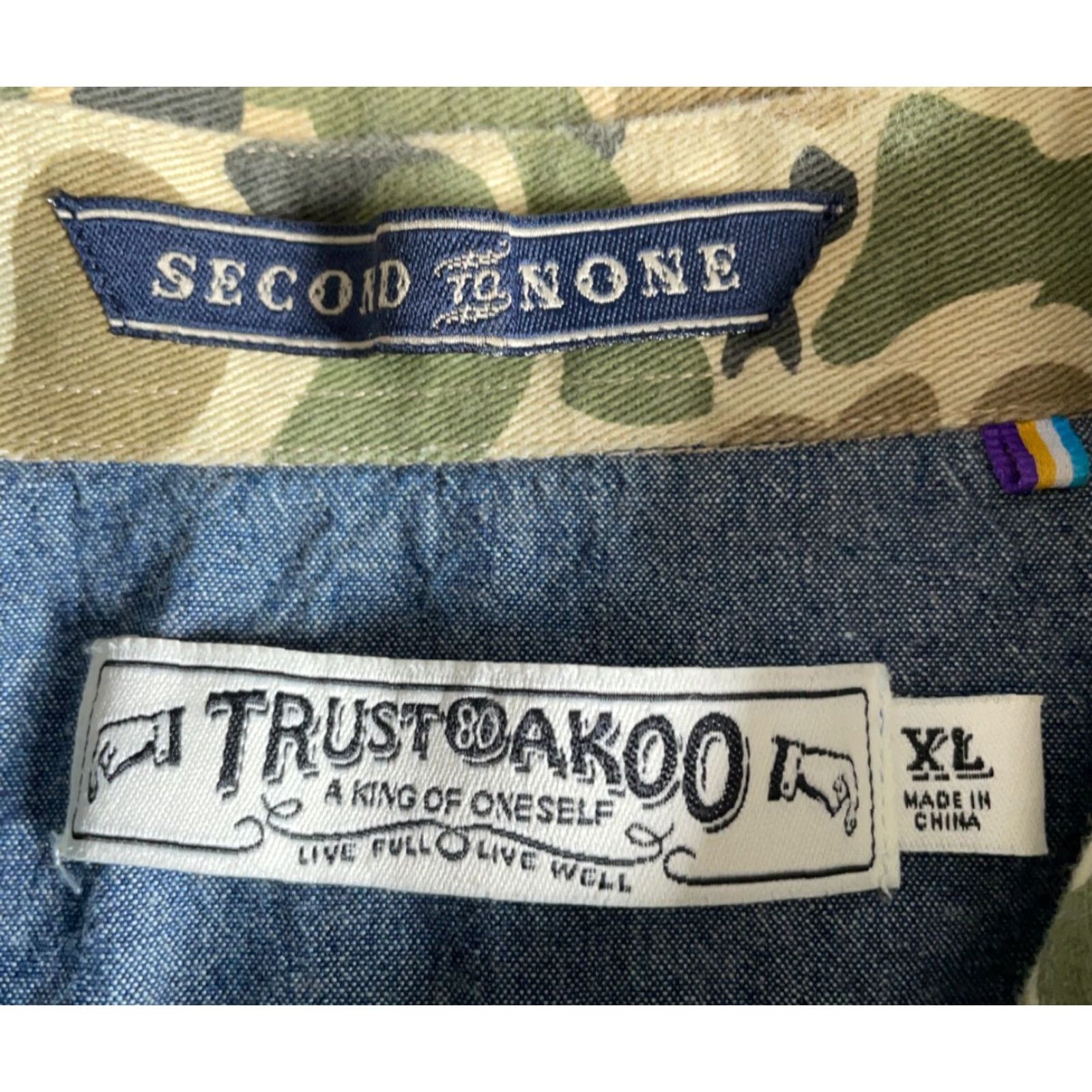 YOKE AKOO Chambray Shirt Mens XL Blue Green Camo Yoke Trim Streetwear Camouflage Button-Up Juniors None Size US XL / EU 56 / 4 - 3 Thumbnail