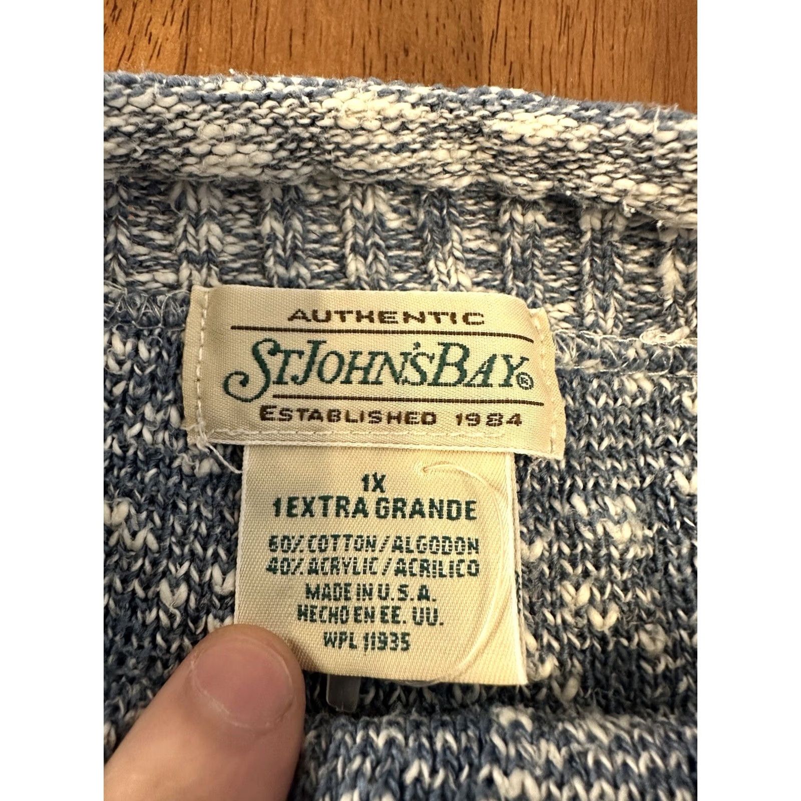 Vintage VINTAGE St. John’s Bay Sweater XL Ice Blue USA Acrylic Knit 90s Mens Size US XL / EU 56 / 4 - 2 Thumbnail