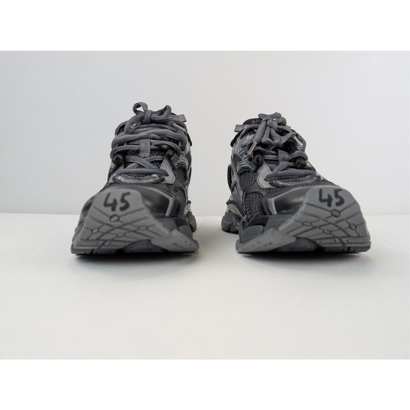 Balenciaga o1rshd1 Mesh and Rubber Runner Sneaker in Dark Grey / Black Size US 12 / EU 45 - 10 Thumbnail