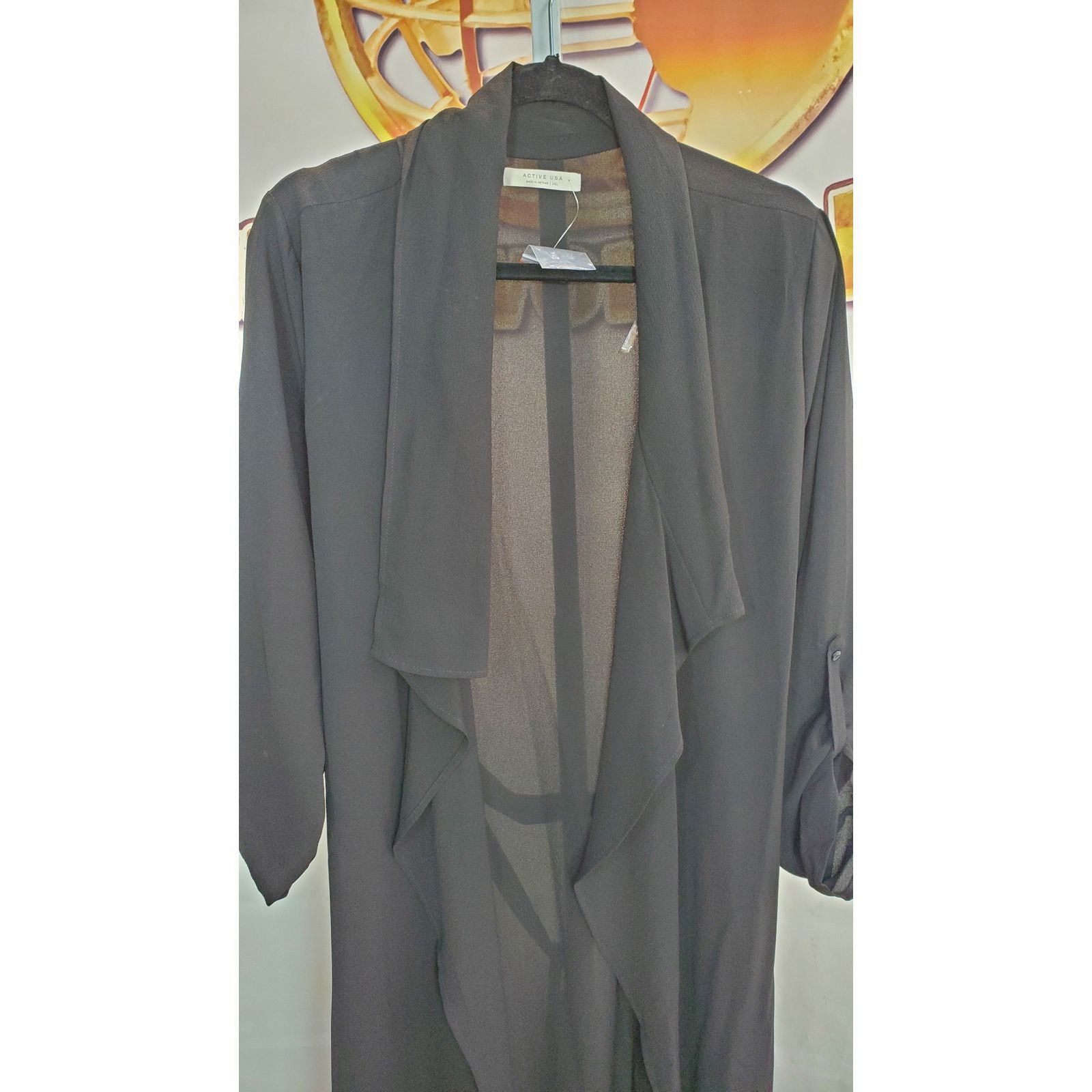 Other Active USA Black Sheer Tie Front Drape Jacket Size 1XL Size XXL / US 16-18 / IT 52-54 - 7 Thumbnail