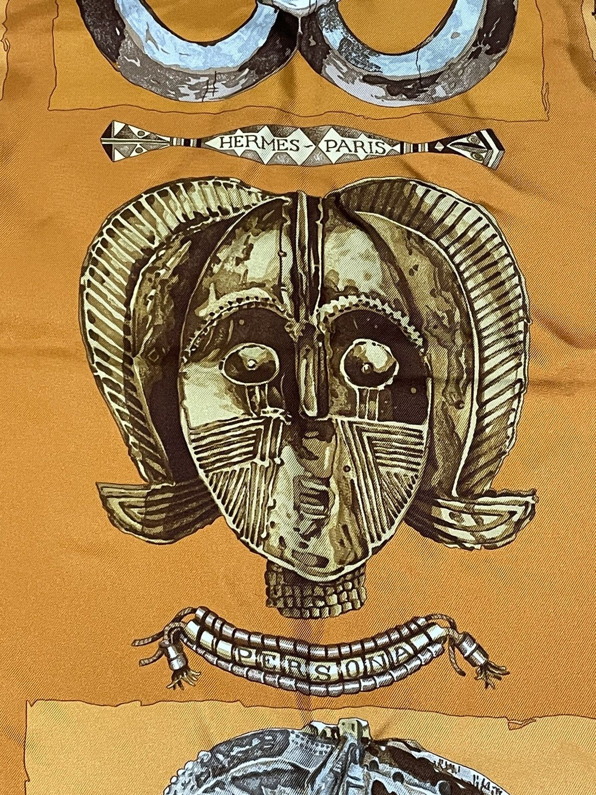AUTHENTIC HERMES PERSONA SILK ORANGE SCARF LOIC DUBIGEON