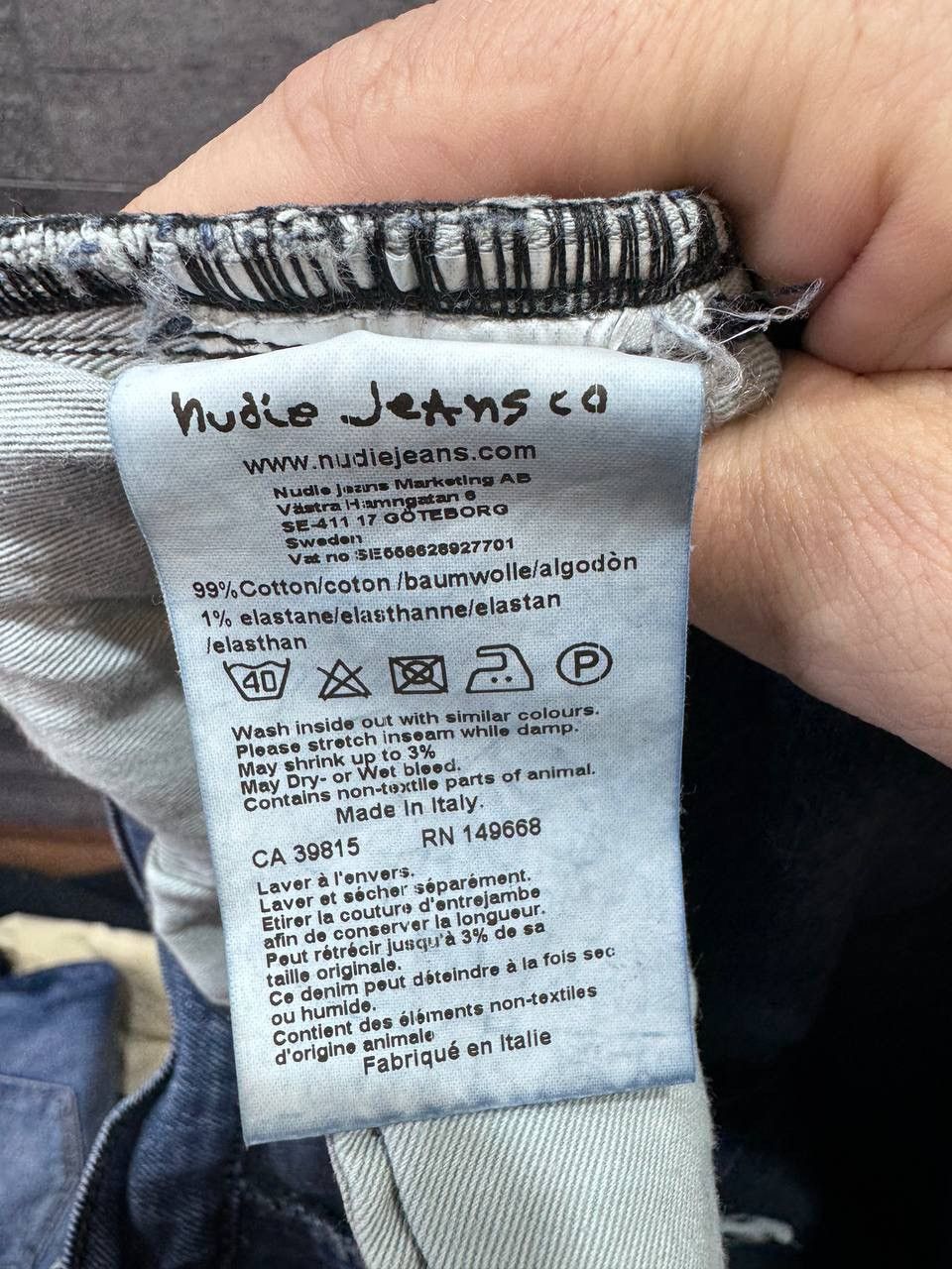 Nudie Jeans Nudie Jeans Co Men’s Slim Fit Blue Denim Jeans Faded Wash Size US 34 / EU 50 - 15 Thumbnail