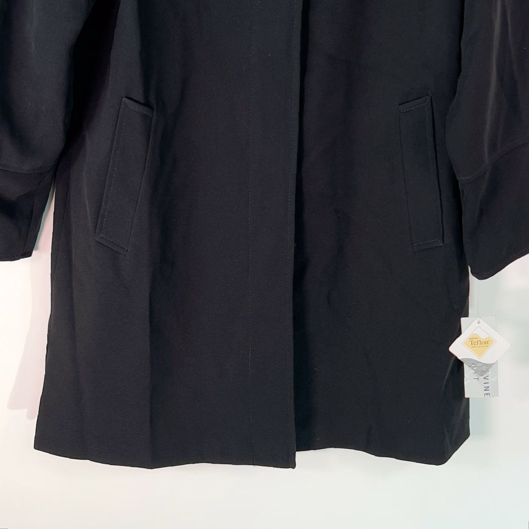 Vintage Larry Levine Sport Womens Overcoat Black XS Coat Long Sleeve 34" Length Button Pattern Solid 100% Polyester Winter Fall Casual Womens Size XS / US 0-2 / IT 36-38 - 5 Thumbnail