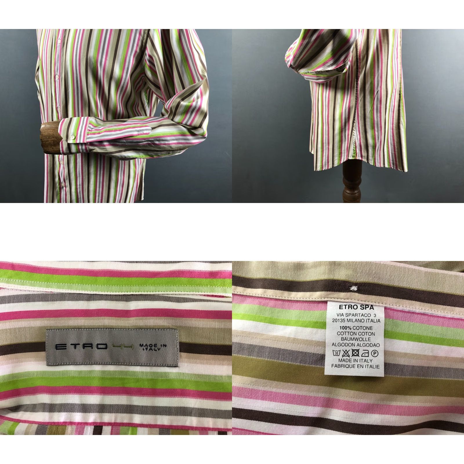 Etro ETRO Mens Shirt Size 44 Multicolor Cotton Striped - US BUYER NOTE Size US XXL / EU 58 / 5 - 8 Thumbnail