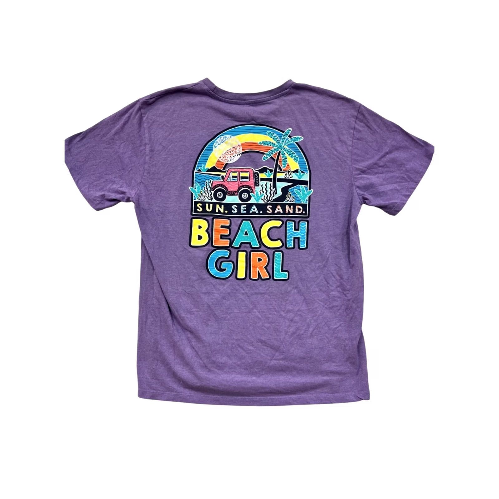 Vintage VINTAGE Beach Girl Graphic T-Shirt Purple Sunshine Raised XL Purple Unisex Adults Shirt Womens/Mens (adjust to since gender not specified) Size XL / US 12-14 / IT 48-50 - 2 Thumbnail