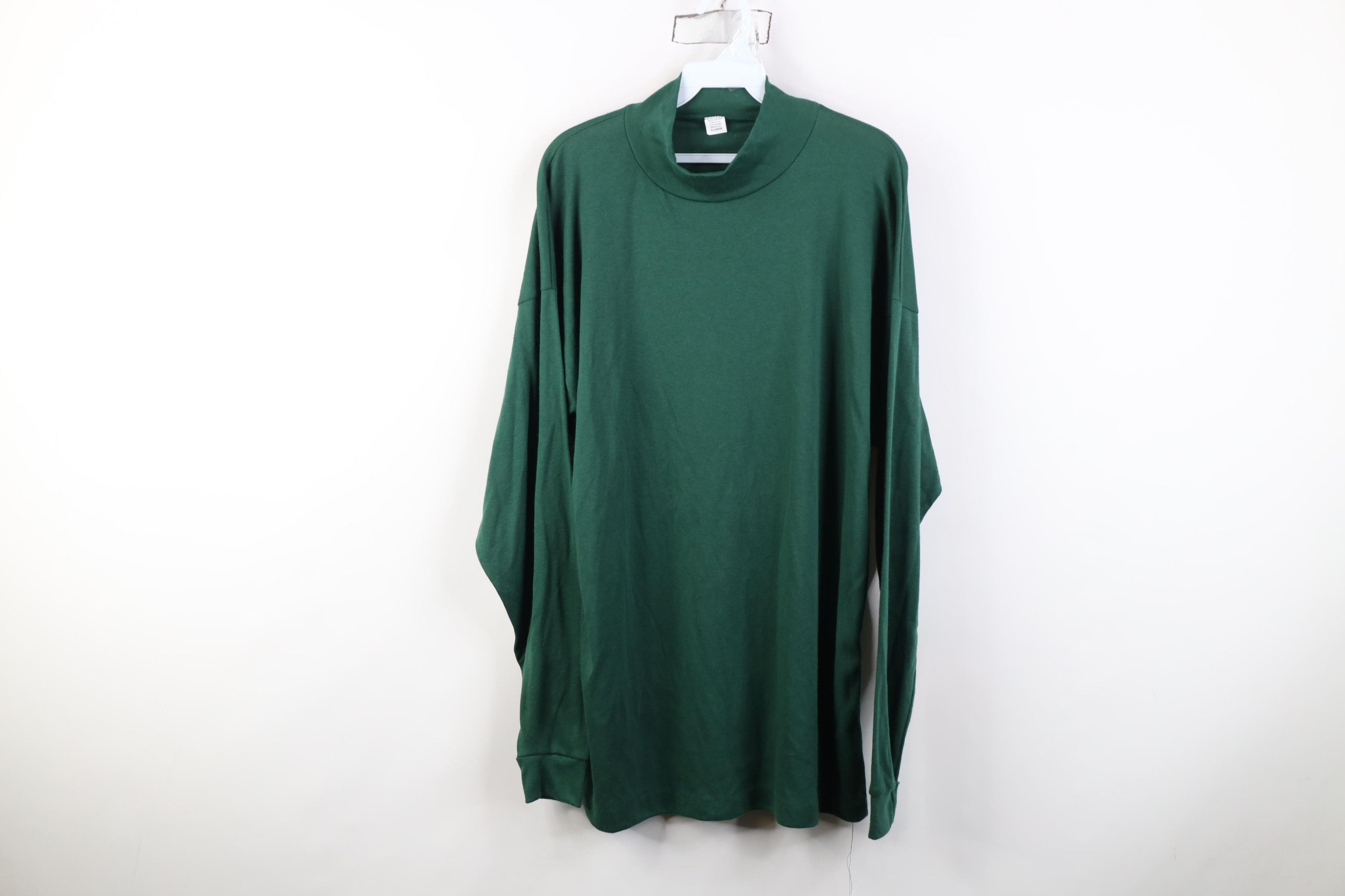 Vintage Deadstock Vintage 90s Streetwear Mock Neck T-Shirt Green USA Size US XL / EU 56 / 4 - 1 Thumbnail