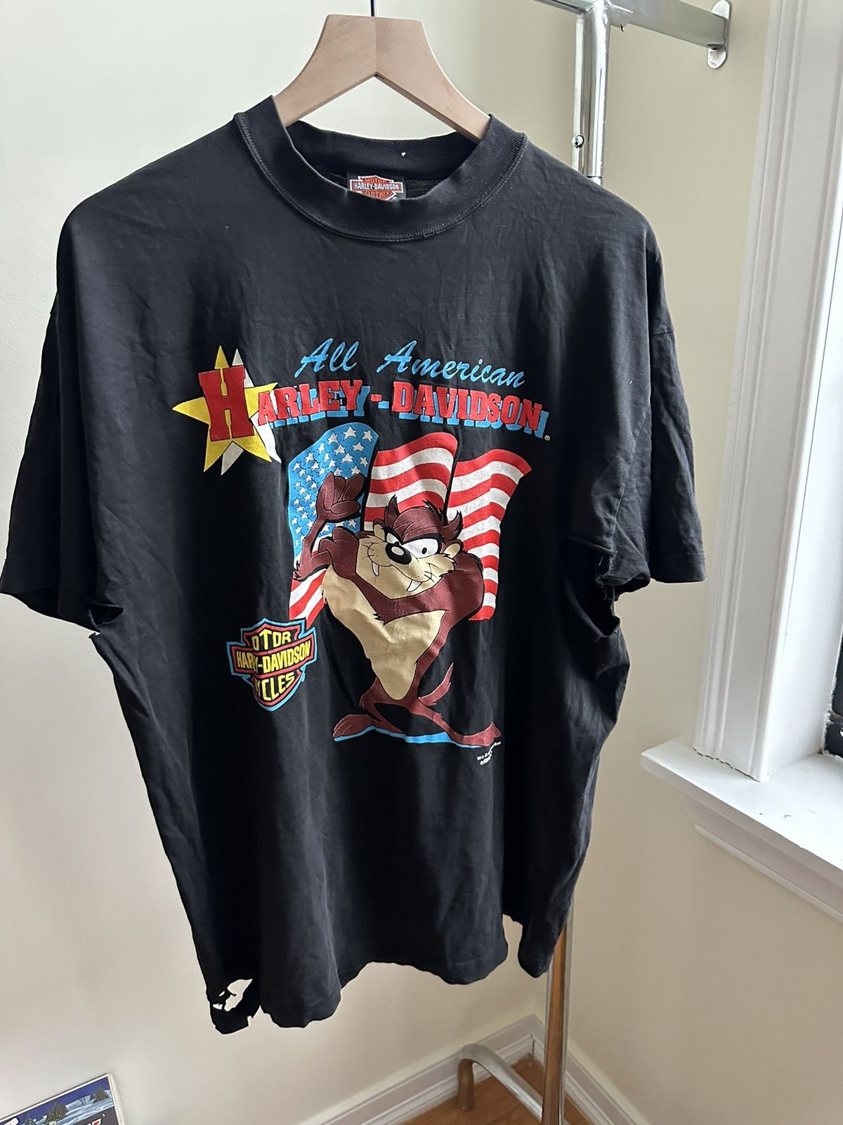 Black Distressed Harley Davidson Tee