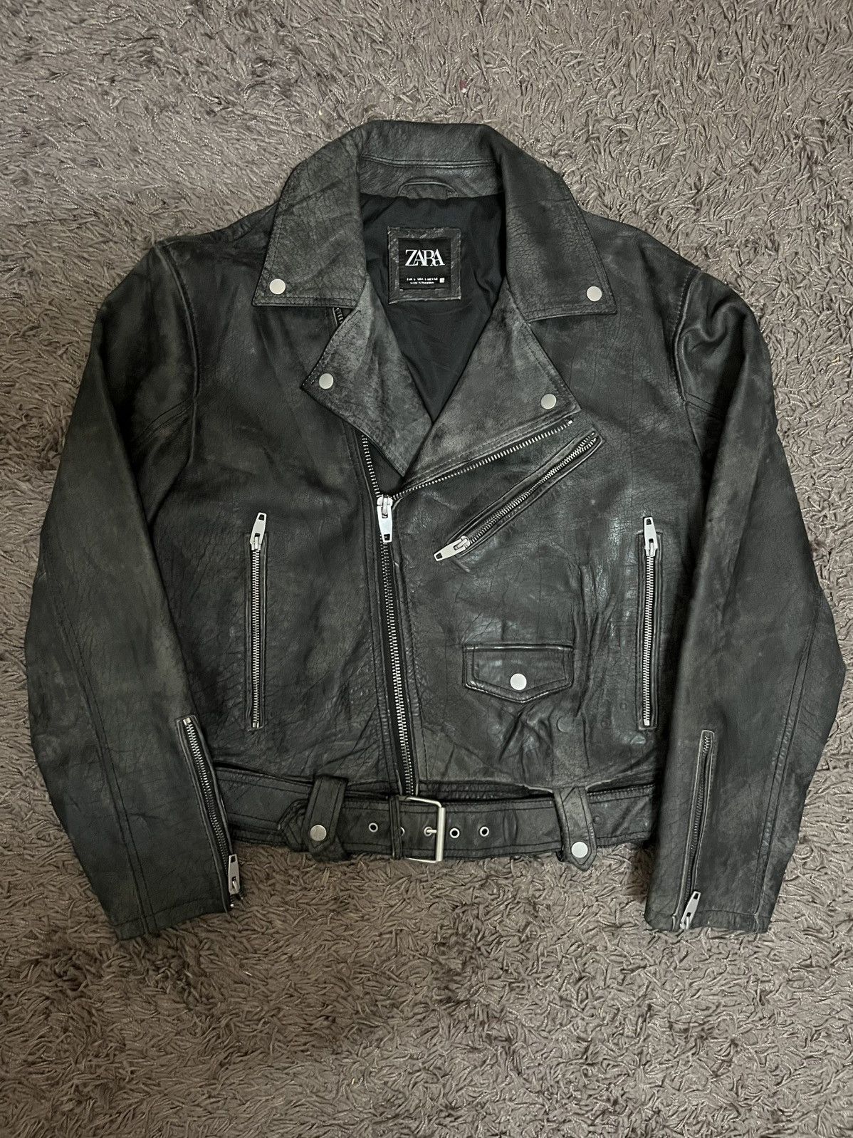 Zara Vintage 2000s buffalo leather double collar #H1 Size US L / EU 52-54 / 3 - 7 Thumbnail