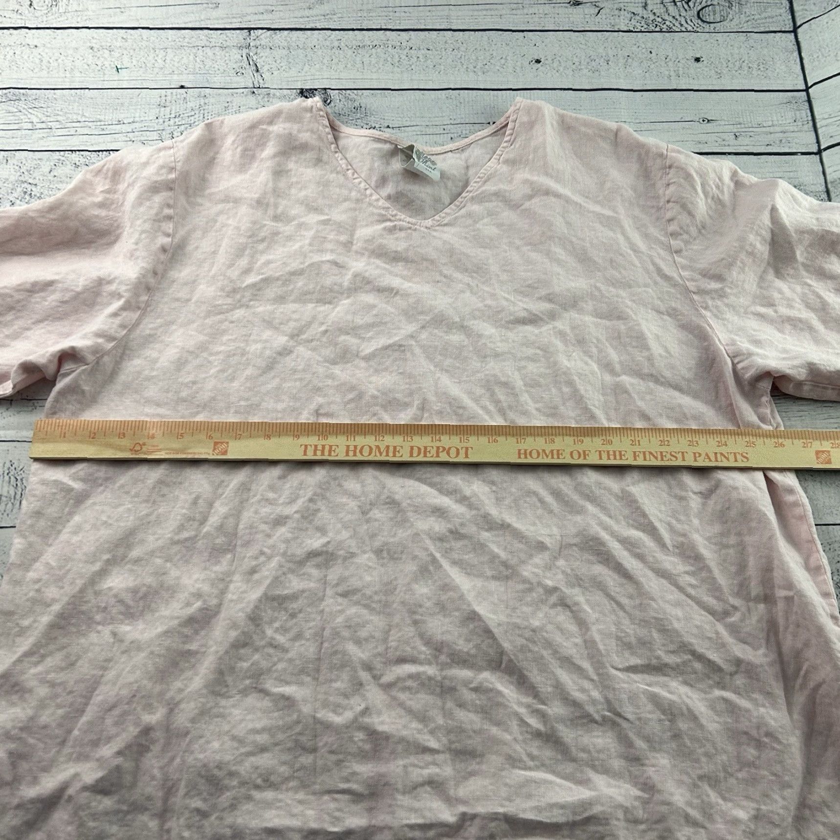 Pinko Match Point USA 3/4 Sleeve Blouse Women's 2X Pink Linen Shirt 100% Linen USA Printed Shirts Women Mens? Size XXL / US 16-18 / IT 52-54 - 4 Thumbnail