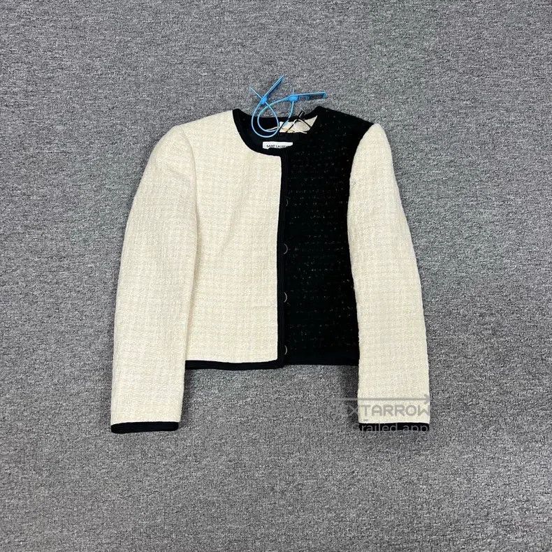 Saint Laurent Paris Saint Laurent Paris Classic black and white tweed coat Size XXS / US 00 / IT 34 - 1 Thumbnail