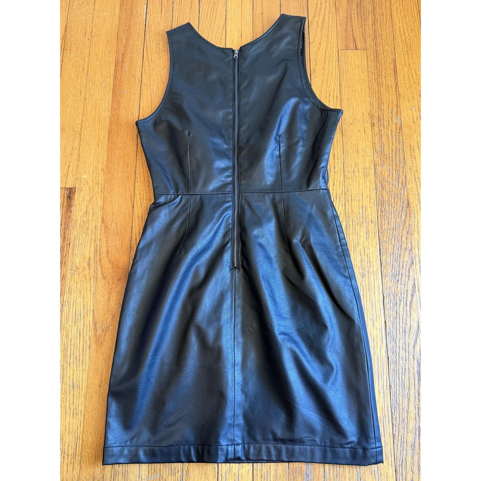 Other Jack Dress 2 Black Faux Leather Sleeveless Sheath Zip Back Size XS / US 0-2 / IT 36-38 - 5 Thumbnail
