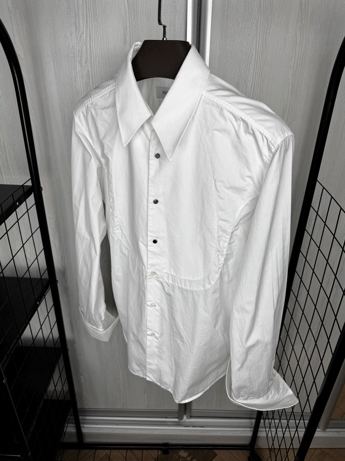 Yves Saint Laurent Yves Saint Laurent 00s White Rare Tuxedo Dinner Shirt sz 40 Size 40R - 6 Thumbnail
