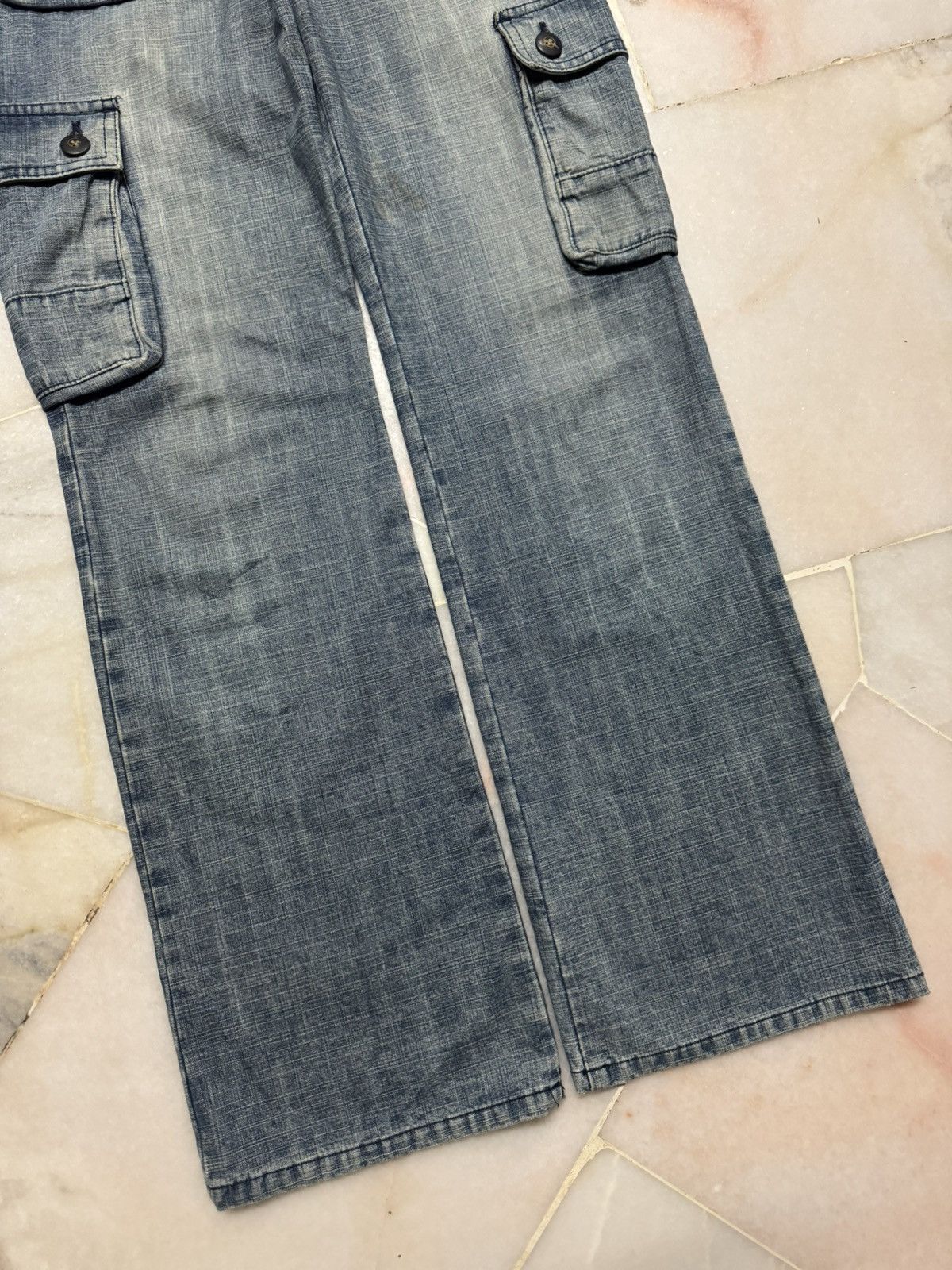 PPFM 💥FLARE💥90s JAPANESE RARE BUSHPANTS CARGO BELL BOTTOM JEANS Size US 29 - 7 Thumbnail