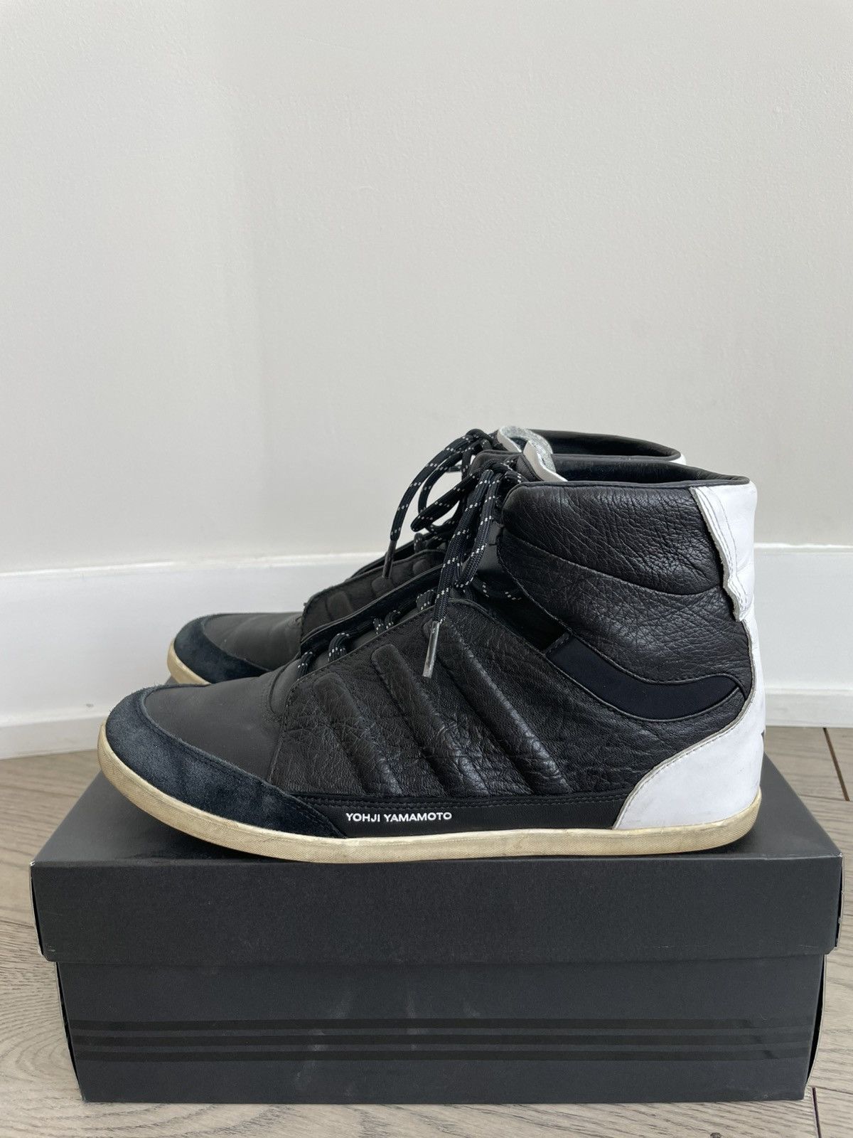 Y-3 Adidas Y-3 Yohji Yamamoto Honja High Black Leather Sneakers Size US 8.5 / EU 41-42 - 4 Thumbnail