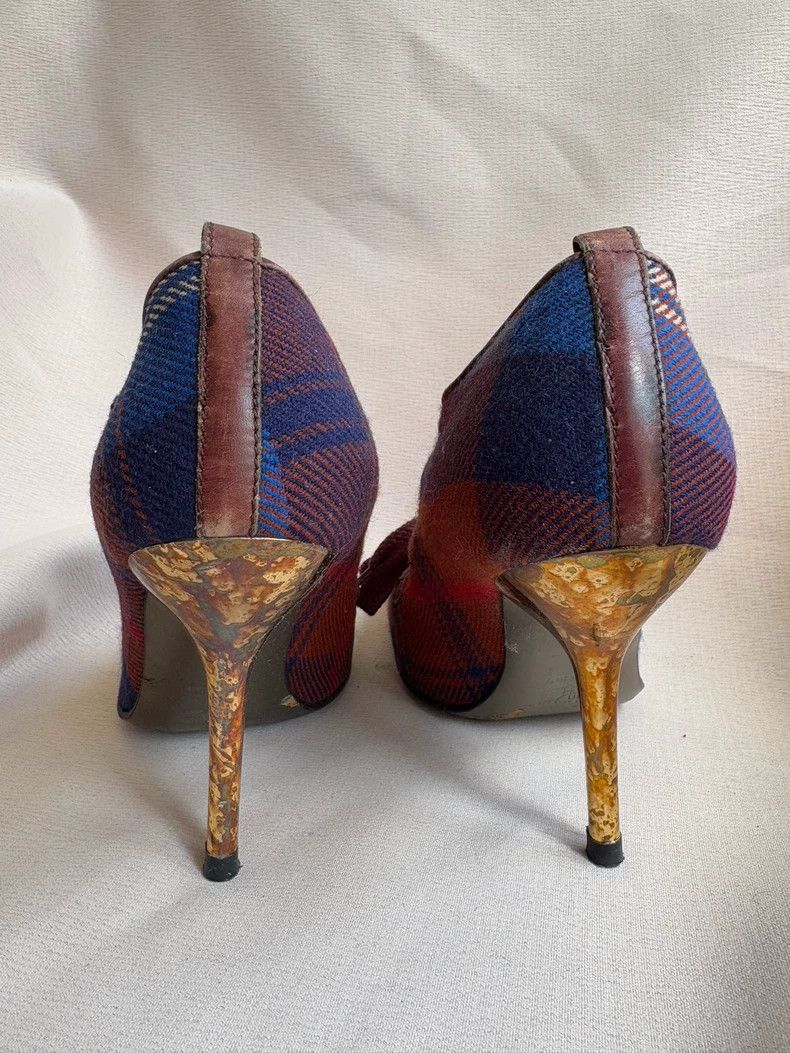 Vivienne Westwood Vivienne Westwood Blue checkered cat paw heels Size US 4.5 / IT 34.5 - 4 Thumbnail