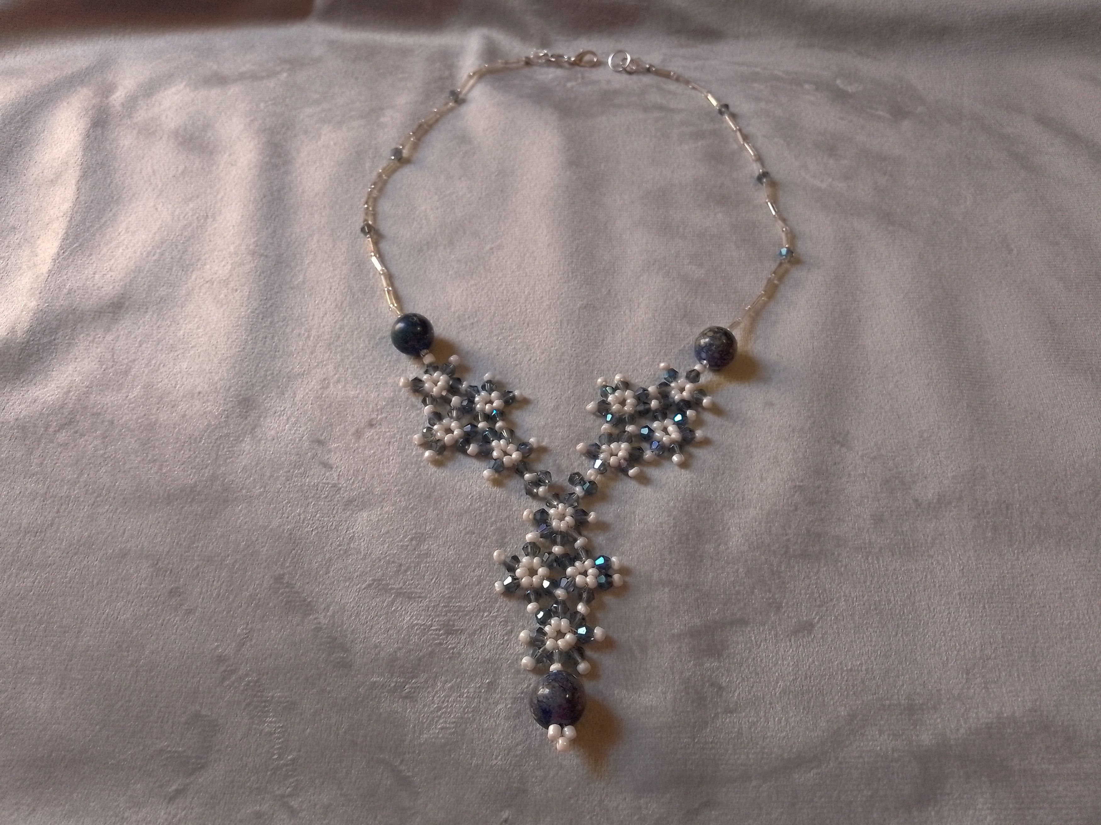 Handmade Necklace in grey/blue Crystal Lapis lazuli gemstones Size ONE SIZE - 5 Thumbnail