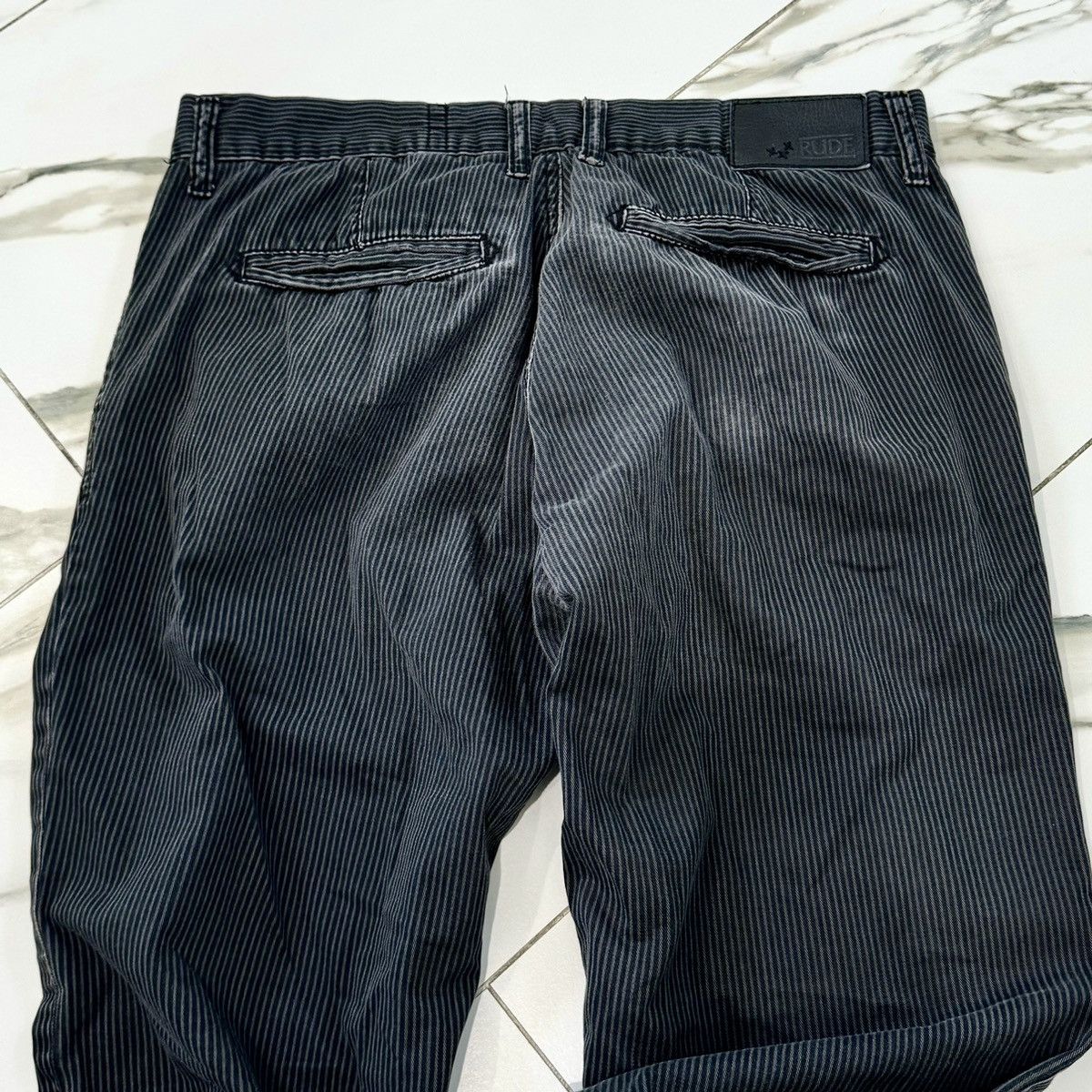 Rude × Vintage BLACK AND GREY STRIPED XXX RUDE PANTS! Size US 33 - 6 Thumbnail