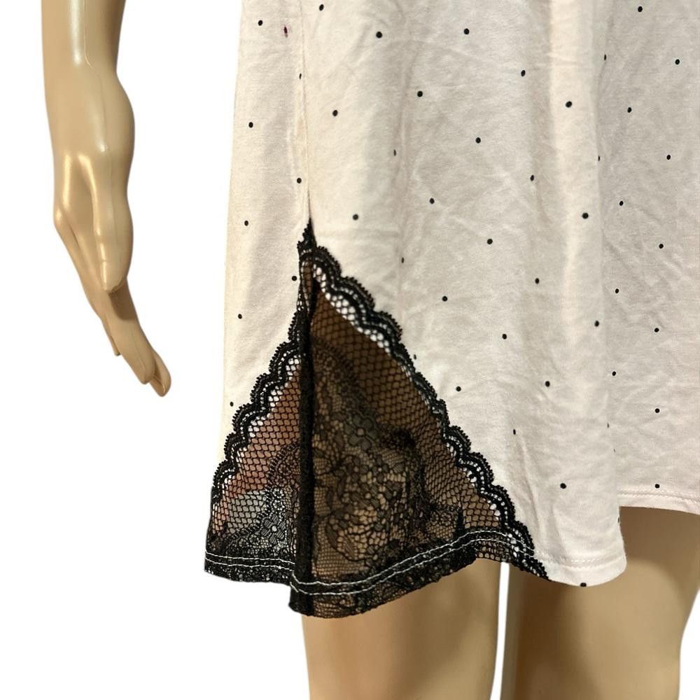 Designer Elegant Black and Cream Lace Trim Chemise Size ONE SIZE - 4 Thumbnail