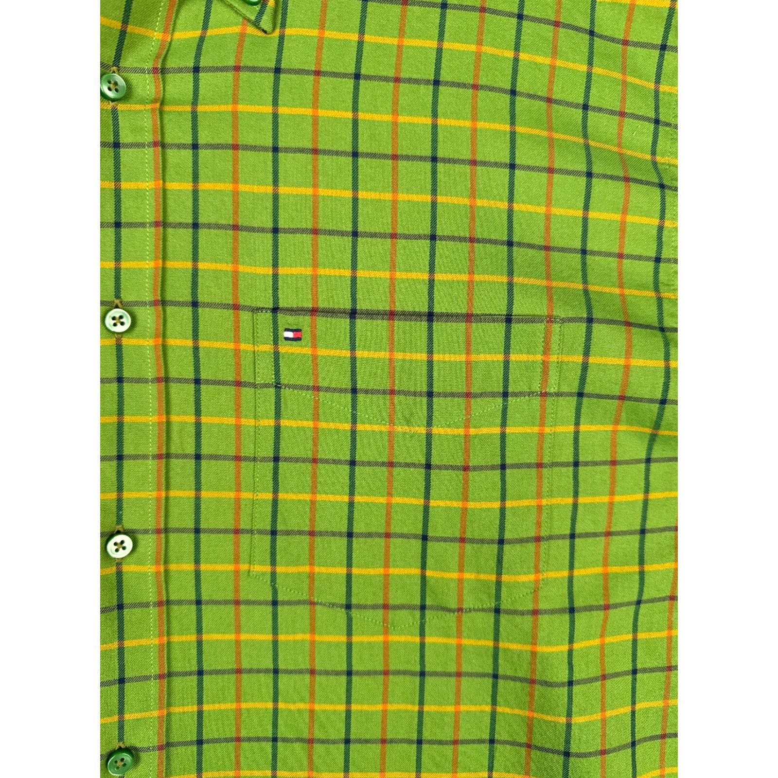 Tommy Hilfiger Tommy Hilfiger Shirt Adult Medium Green Plaid Flannel Long Sleeve Button-Up Pocket Mens Size US M / EU 48-50 / 2 - 6 Thumbnail