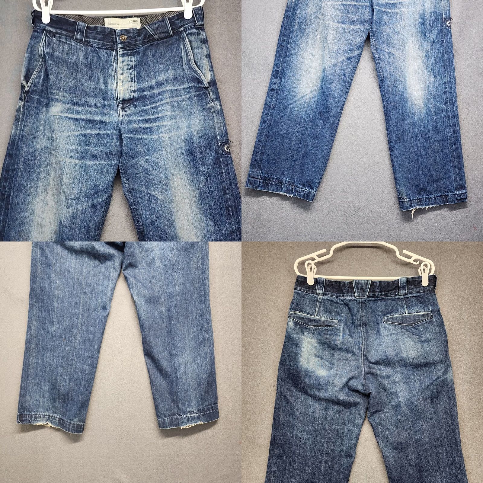 Denime Rogan Jeans Denim Distressed Button Fly 34x26 100% Cotton Jeans Mens Regular Blue Distressed, Button Fly, 34x26, Rogan Jeans Size US 34 / EU 50 - 9 Thumbnail