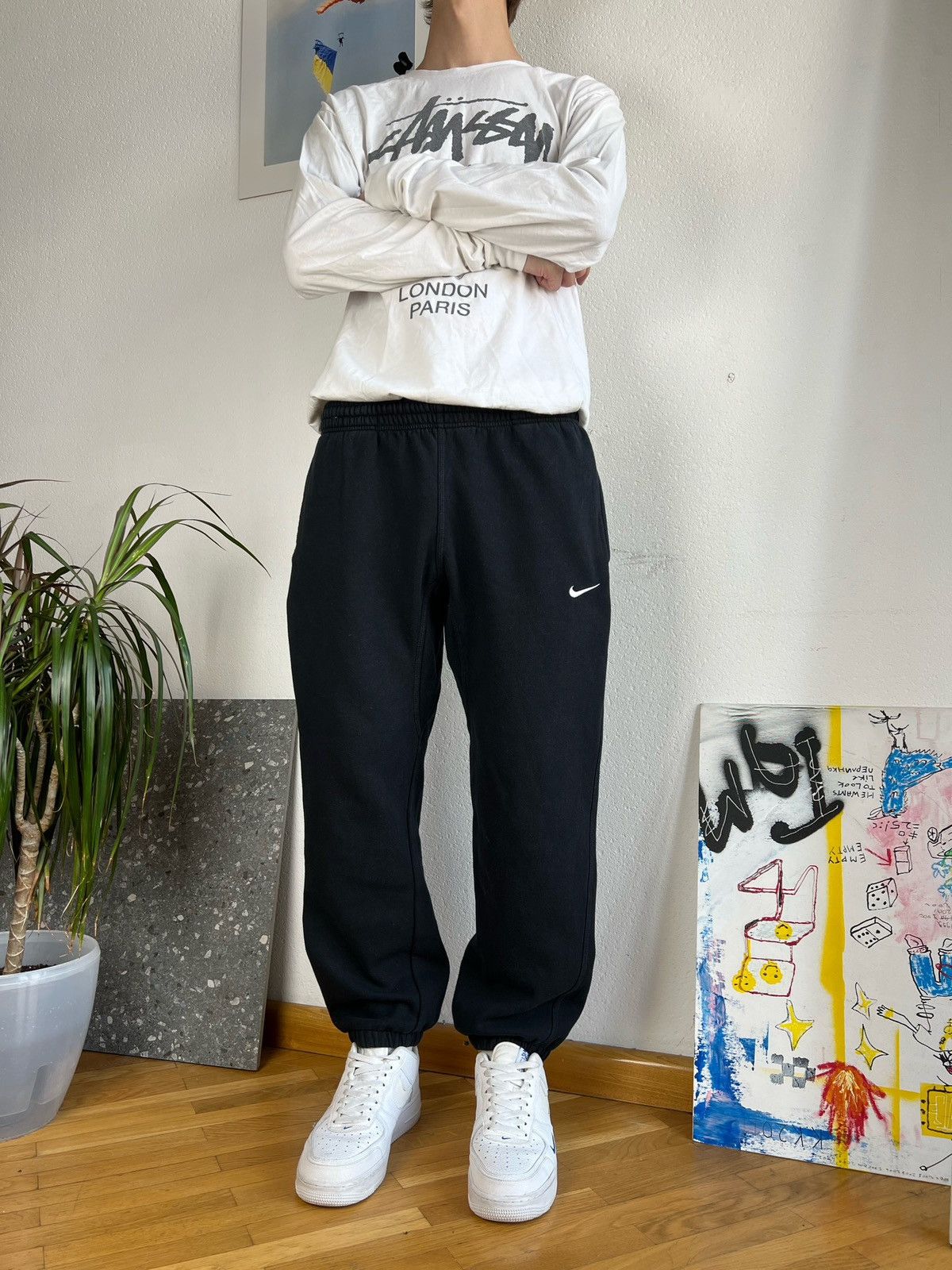 Nike × Vintage Vintage Y2K Nike Small Logo Heavy Cotton Sweatpants Size US 32 / EU 48 - 3 Thumbnail