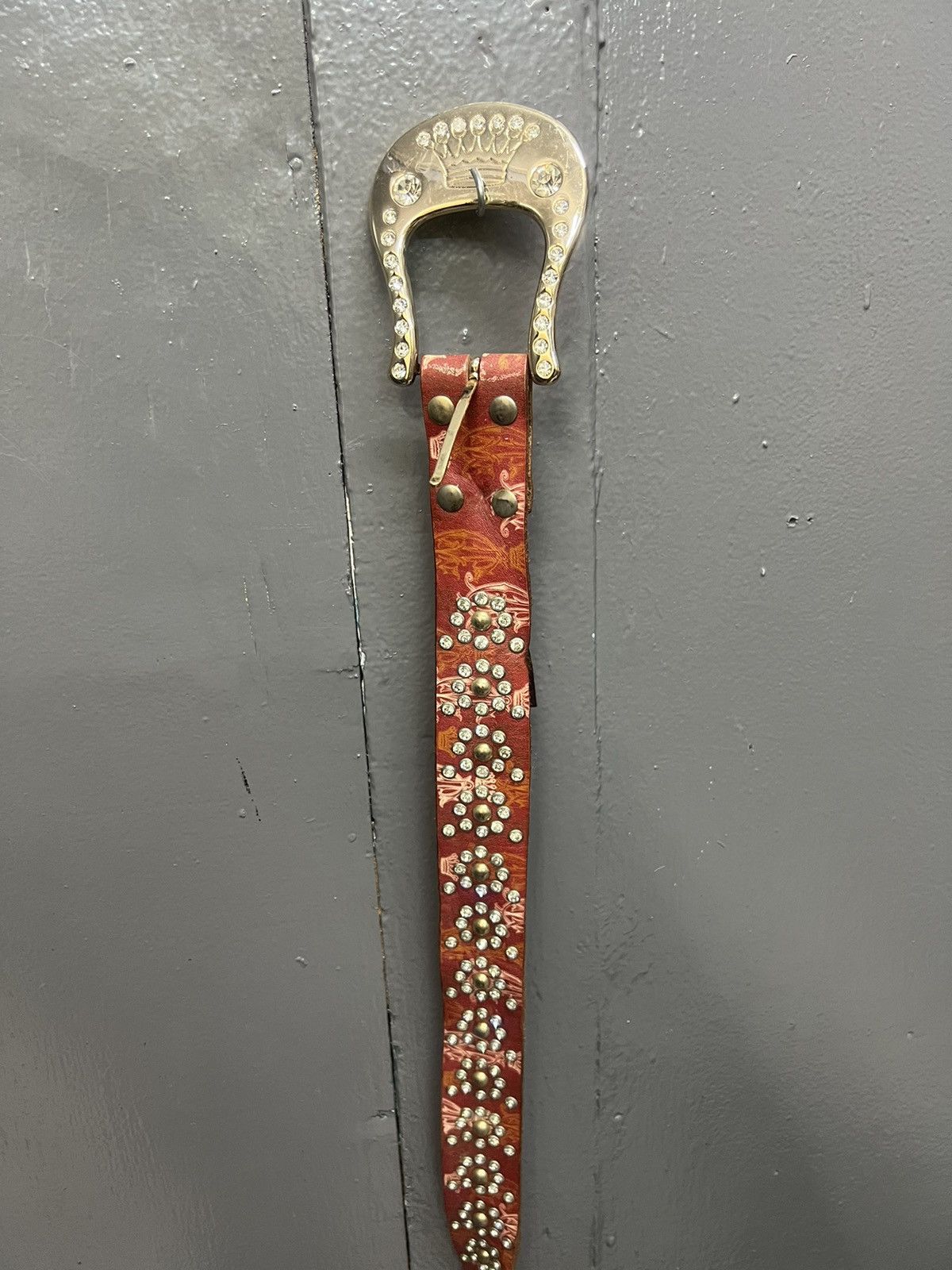 Christian Audigier Christian Audigier Diamond Leather Stud Belt Size ONE SIZE - 3 Thumbnail