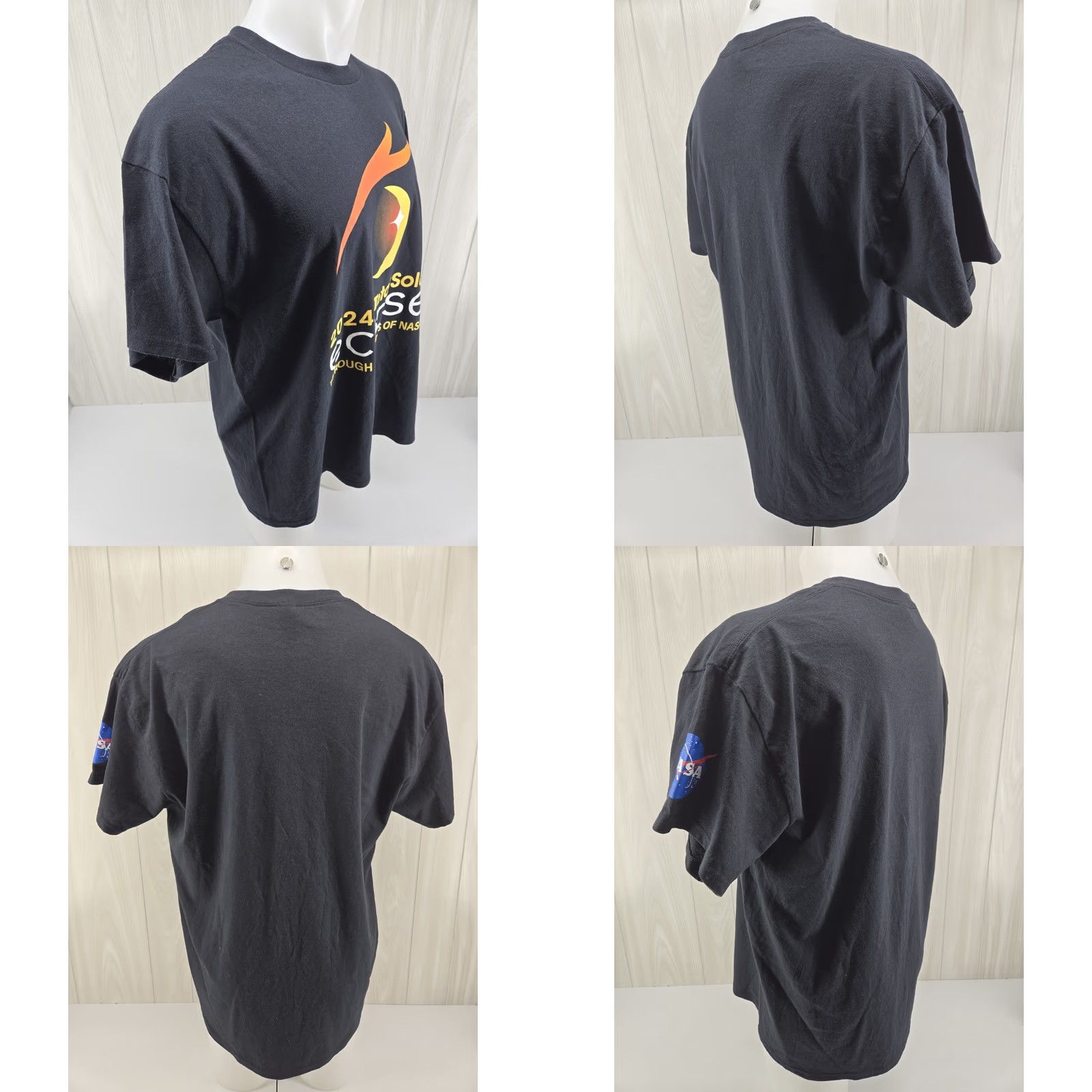 Gildan NASA 2024 Total Solar Eclipse Totality 04.08.24 T-Shirt L Black Cotton Jersey NASA Logo Graphic Print Regular Men Short Sleeve Round Neck Size US L / EU 52-54 / 3 - 8 Thumbnail