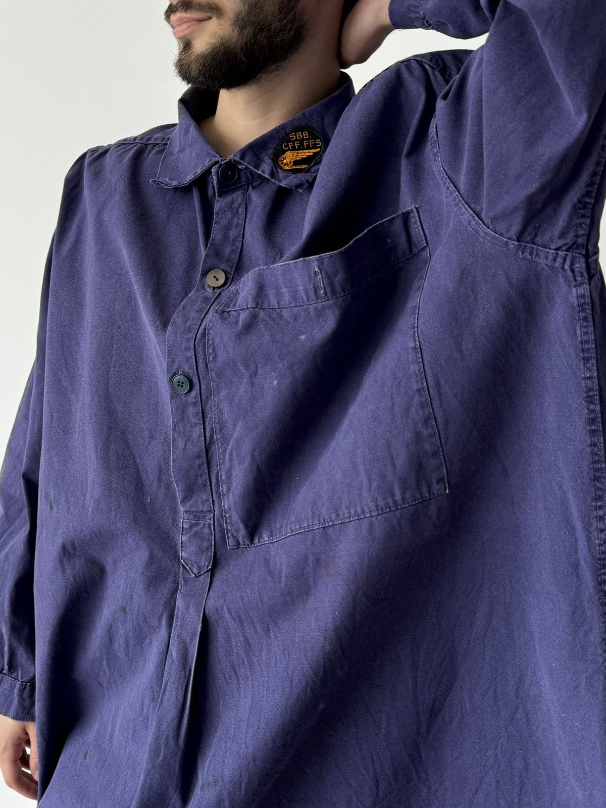 Vetra 1950s Vintage Swiss Workwear Railway Smock Anorak Jacket Size US M / EU 48-50 / 2 - 2 Thumbnail