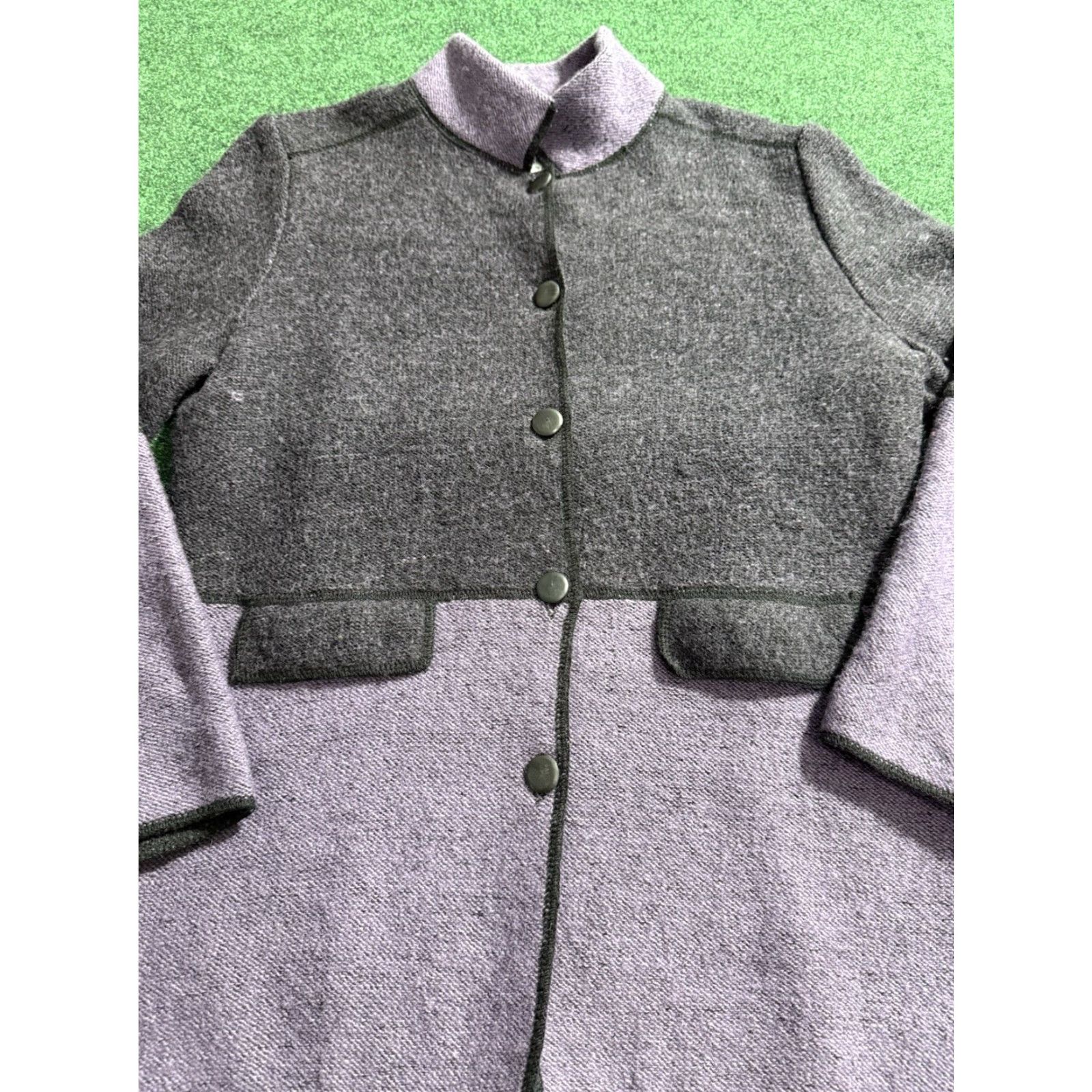 Vintage South Wool Cardigan Sweater Button Front Medium Purple Gray Wool Knit Solid Long Sleeve Womens Size M / US 6-8 / IT 42-44 - 4 Thumbnail
