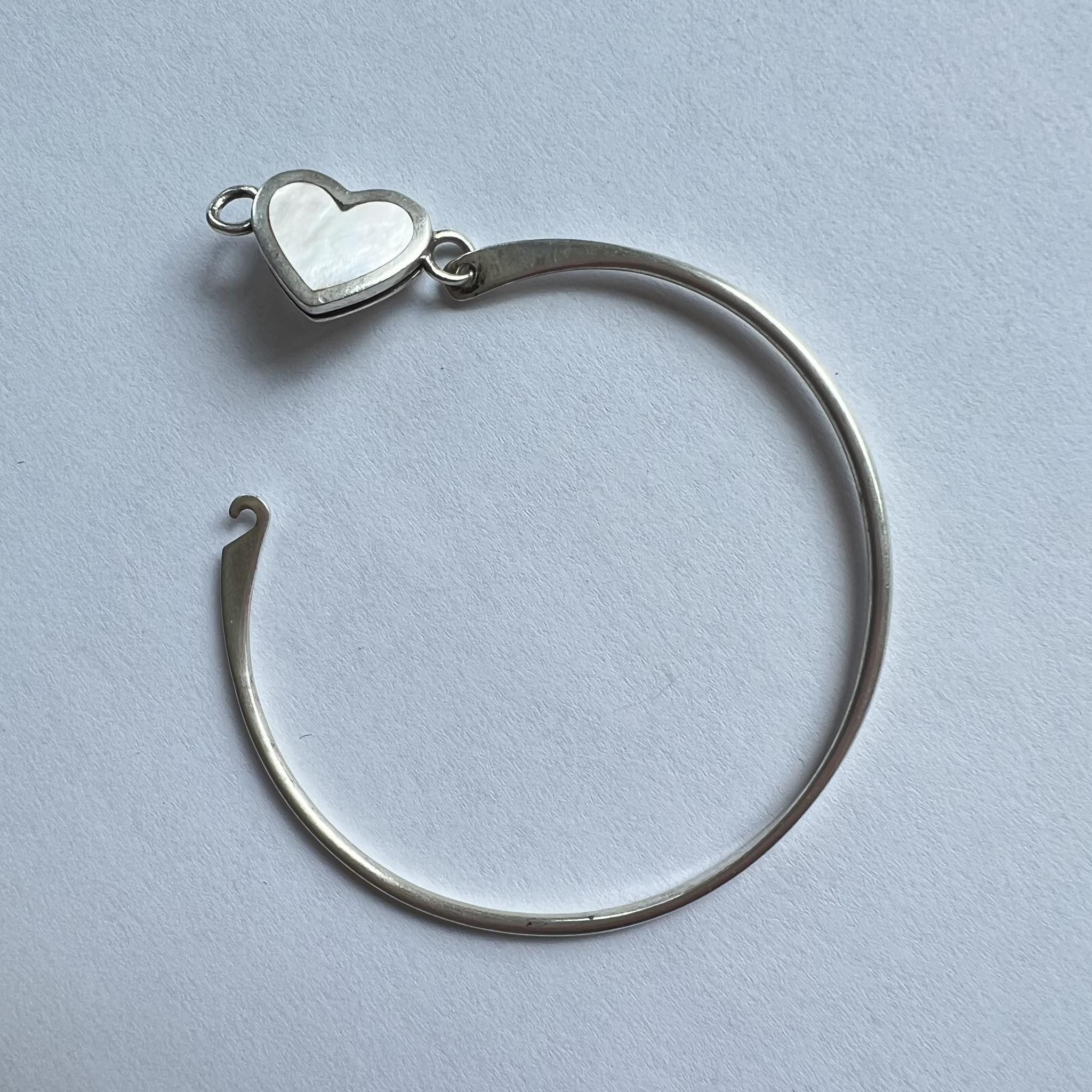 Sterling Silver Vintage Sterling Silver 925 Cuff Bangle Bracelet Pearl Italy Size ONE SIZE - 3 Thumbnail