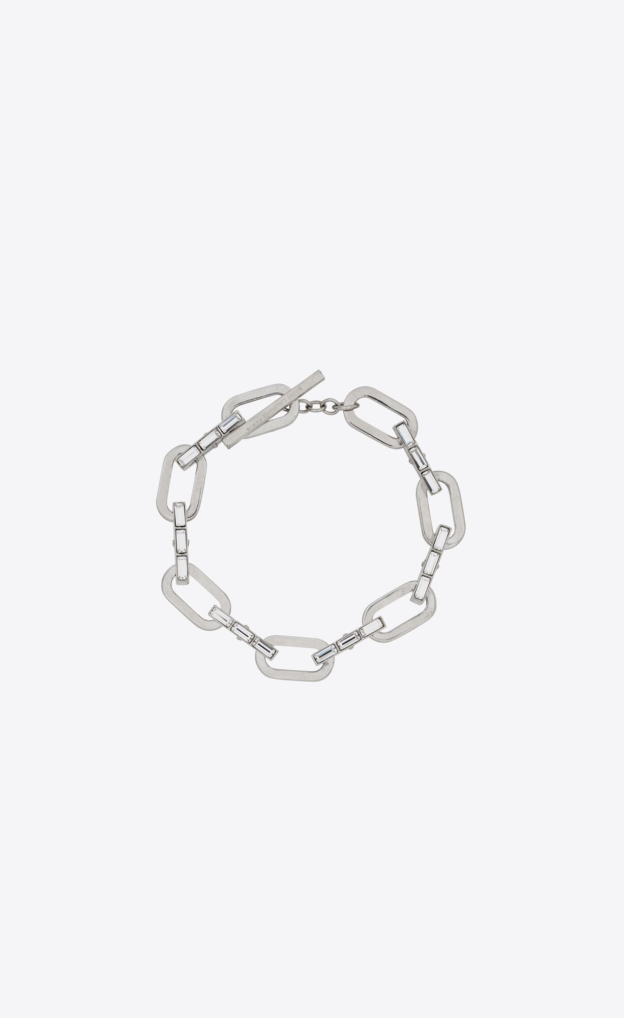 Saint Laurent Paris o1b1hav111124 Size: M / Rhineston Oval Link Bracelet Silver Size ONE SIZE - 1 Thumbnail