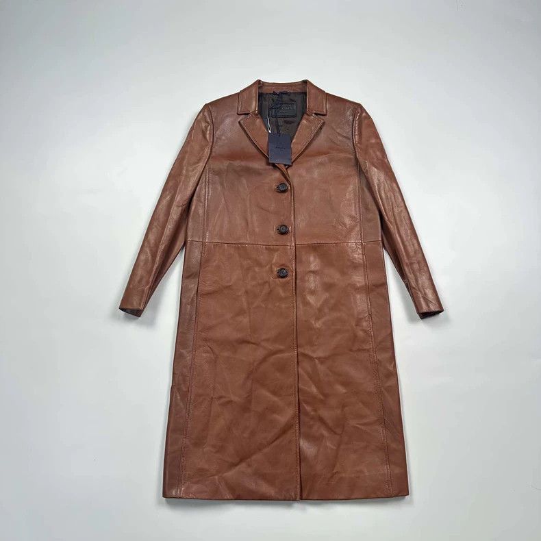 Prada Prada Brown single-breasted leather jacket 2503-Nextarrow Size US XXS / EU 40 - 1 Thumbnail