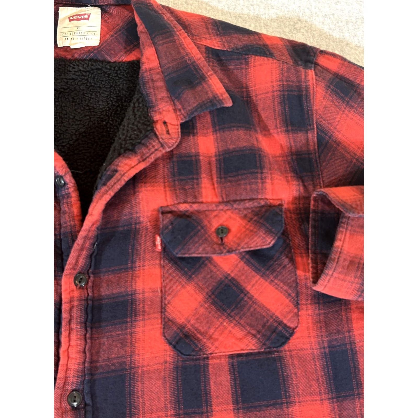 Levi's VINTAGE Levis Jacket Mens XL Buffalo Plaid Flannel Sherpa Lined Shacket Workwear Size US XL / EU 56 / 4 - 2 Thumbnail