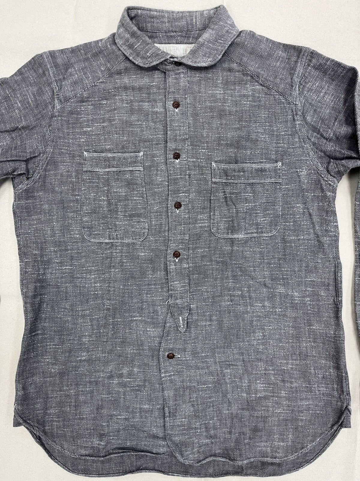 Haversack HAVERSACK Japan Round Collar Textured Cotton Shirt Gray L Size US L / EU 52-54 / 3 - 5 Thumbnail
