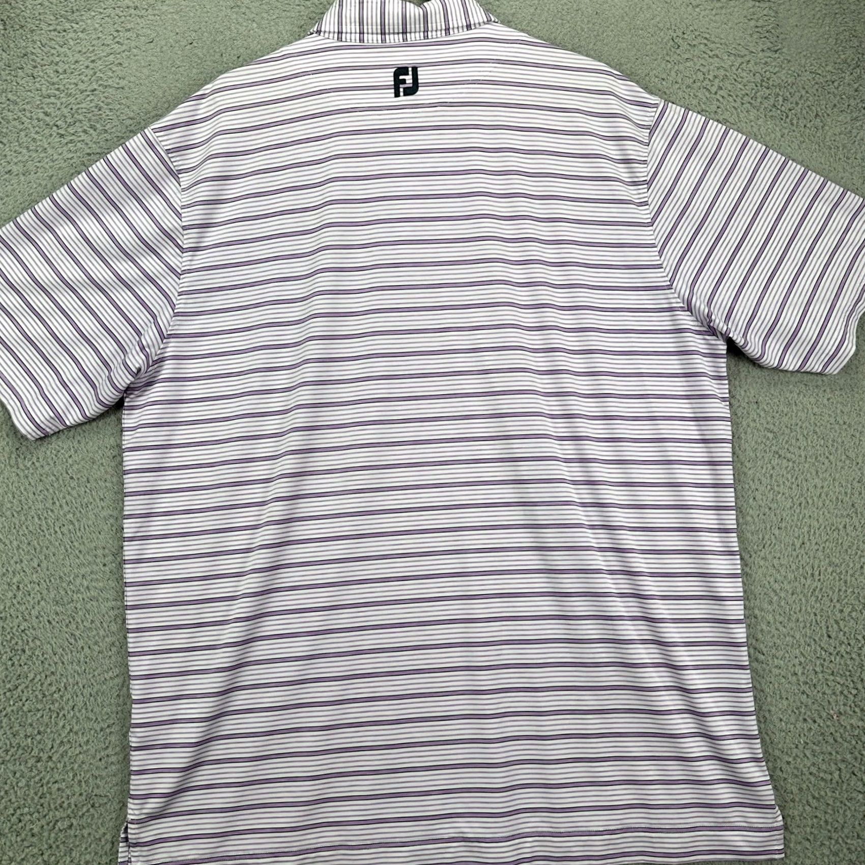 Footjoy FootJoy FJ Polo Shirt Men 2XL Striped Pink Purple Short Sleeve Golf Rugby Polyester Spandex Breathable Stretch Collared Golf Polo Shirt Mens Size US XXL / EU 58 / 5 - 3 Thumbnail