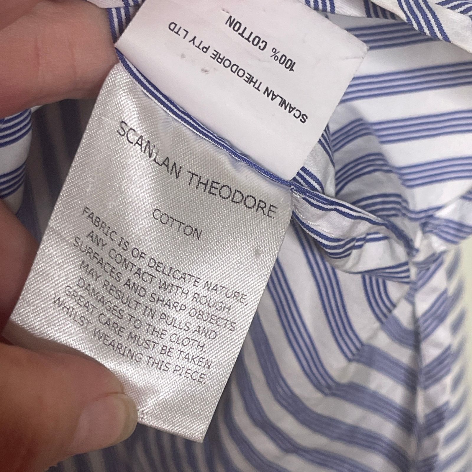 Scanlan Theodore Scanlan Theodore Blue Striped Long Sleeve Button-Up Shirt Size M / US 6-8 / IT 42-44 - 3 Thumbnail