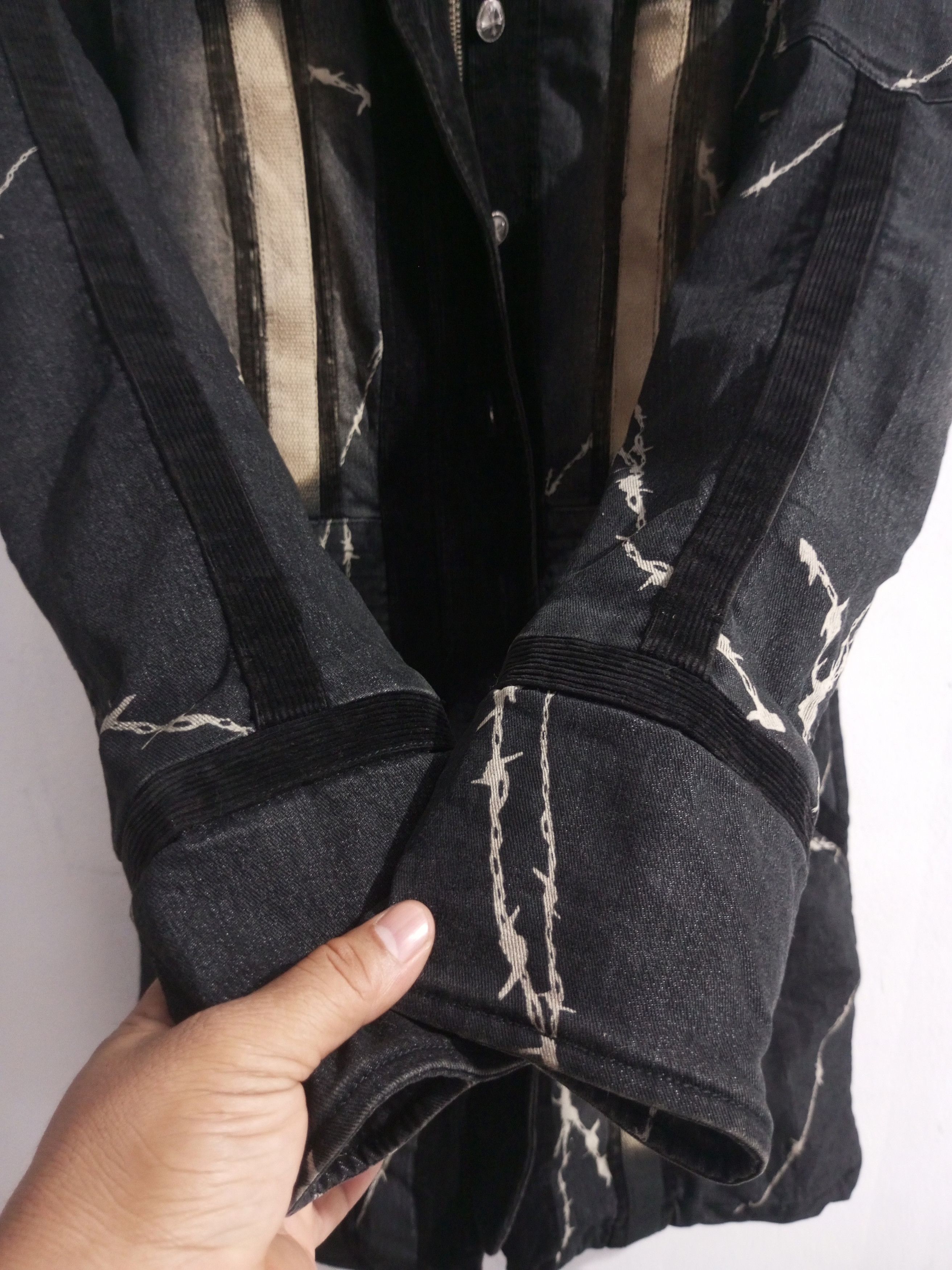 Japanese Brand Ozz on Hikozoh barbed wire denim mix corduroy jacket Size US M / EU 48-50 / 2 - 15 Thumbnail