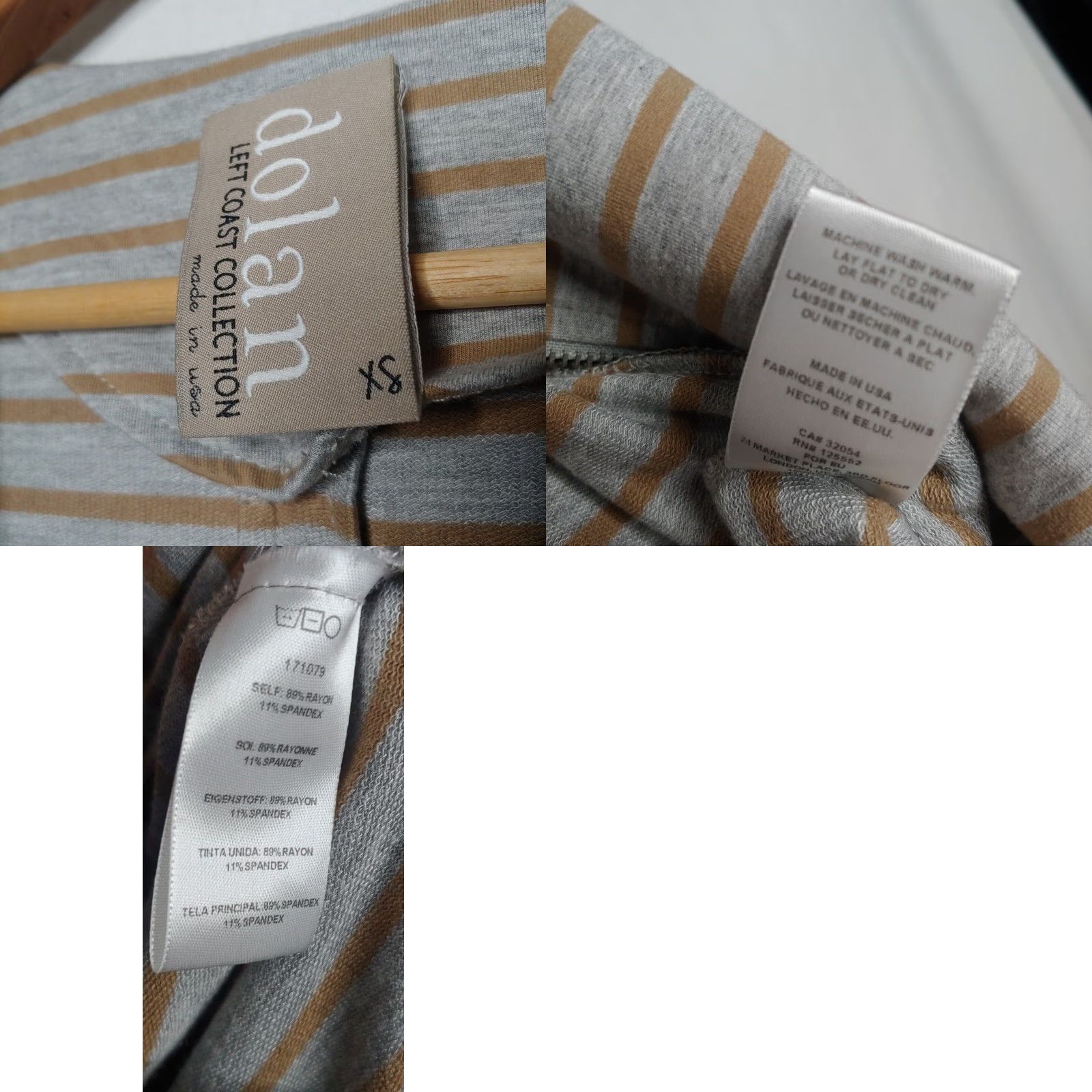 Vintage Dolan Left Coast Collection Dress XS Rayon Spandex Knit Gray Tan Long Sleeve Round Neck Zip Pockets - Casual Travel Women Size XS / US 0-2 / IT 36-38 - 8 Thumbnail