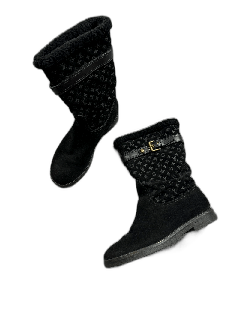 Louis Vuitton Louis Vuitton Black Fur Lined Boots -2505 Size US 6 / EU 39 - 1 Thumbnail