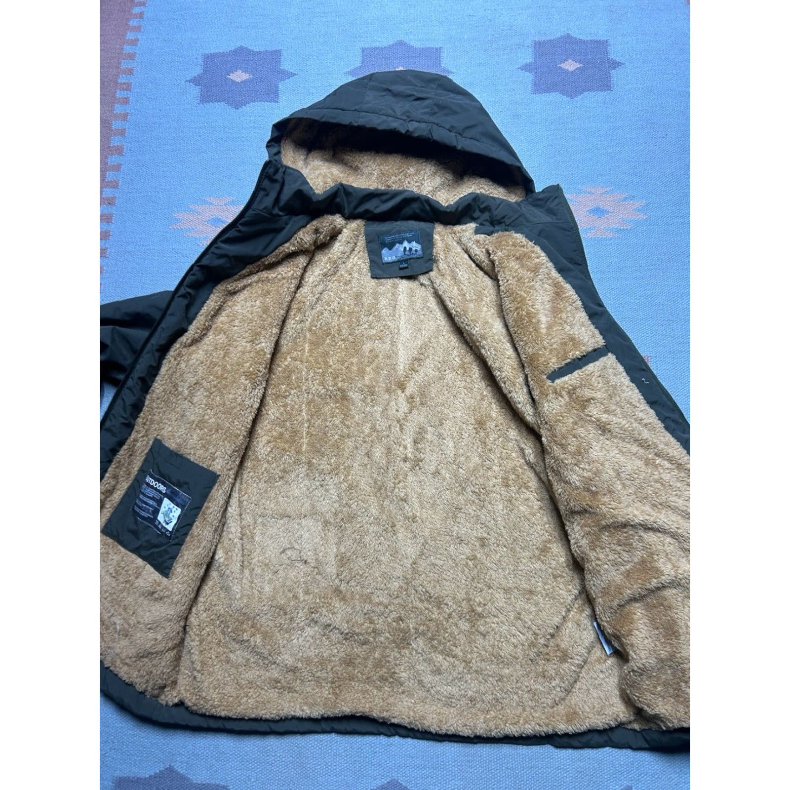 Vintage VINTAGE Outdoors faux fur lined hooded jacket industrial military style green large Size US L / EU 52-54 / 3 - 6 Thumbnail